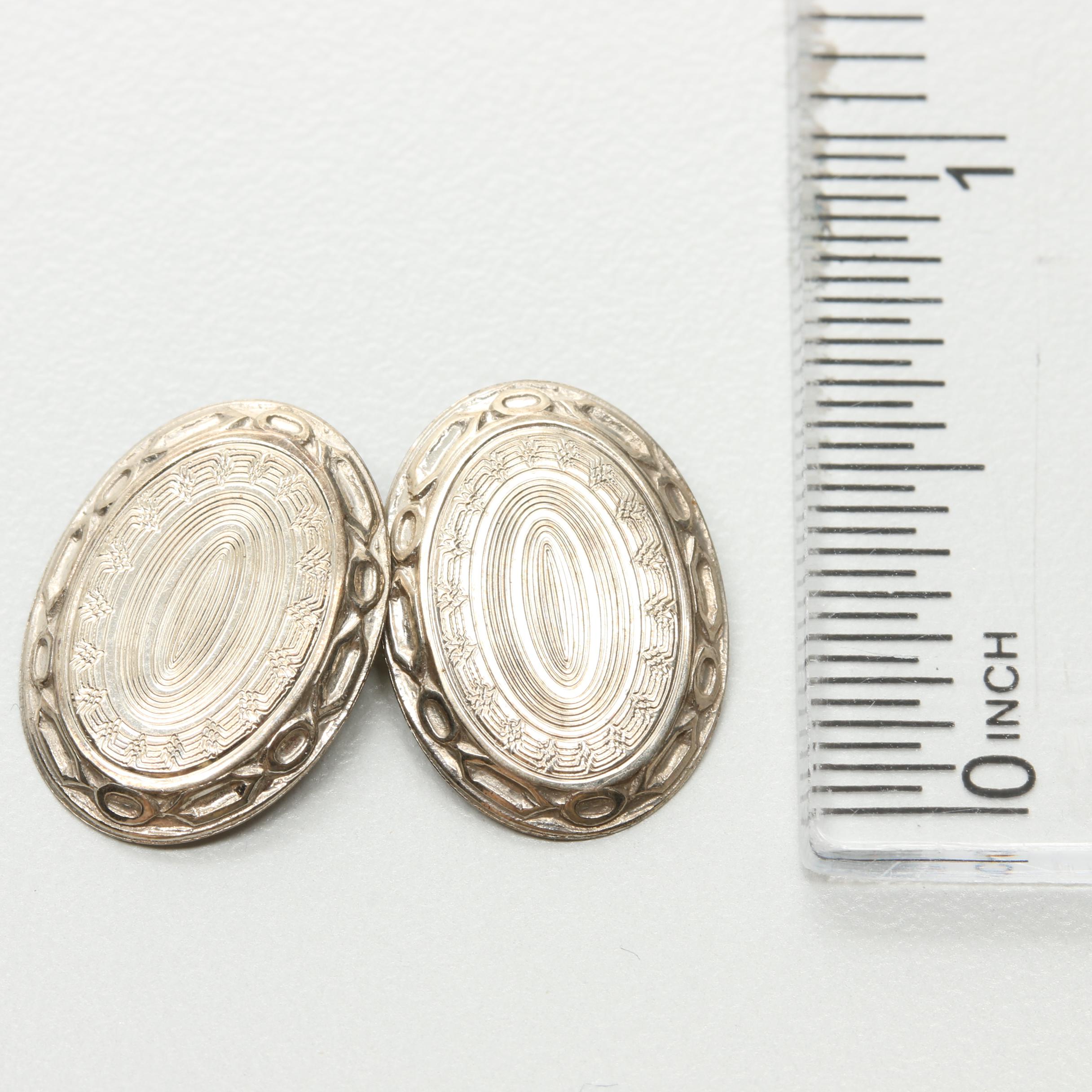Early 1900s Basset Jewelry Co. 10K White Gold Cufflinks