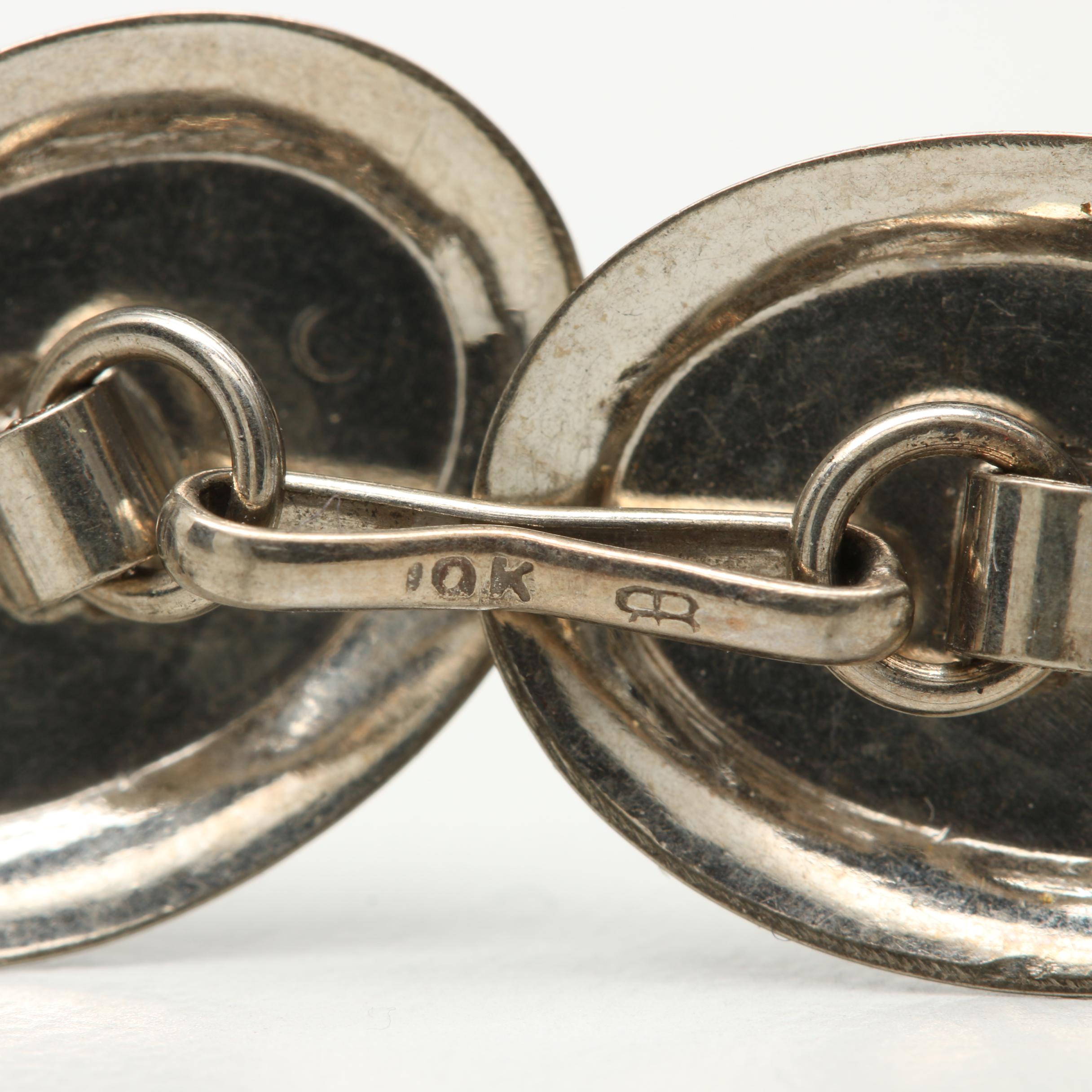 Early 1900s Basset Jewelry Co. 10K White Gold Cufflinks
