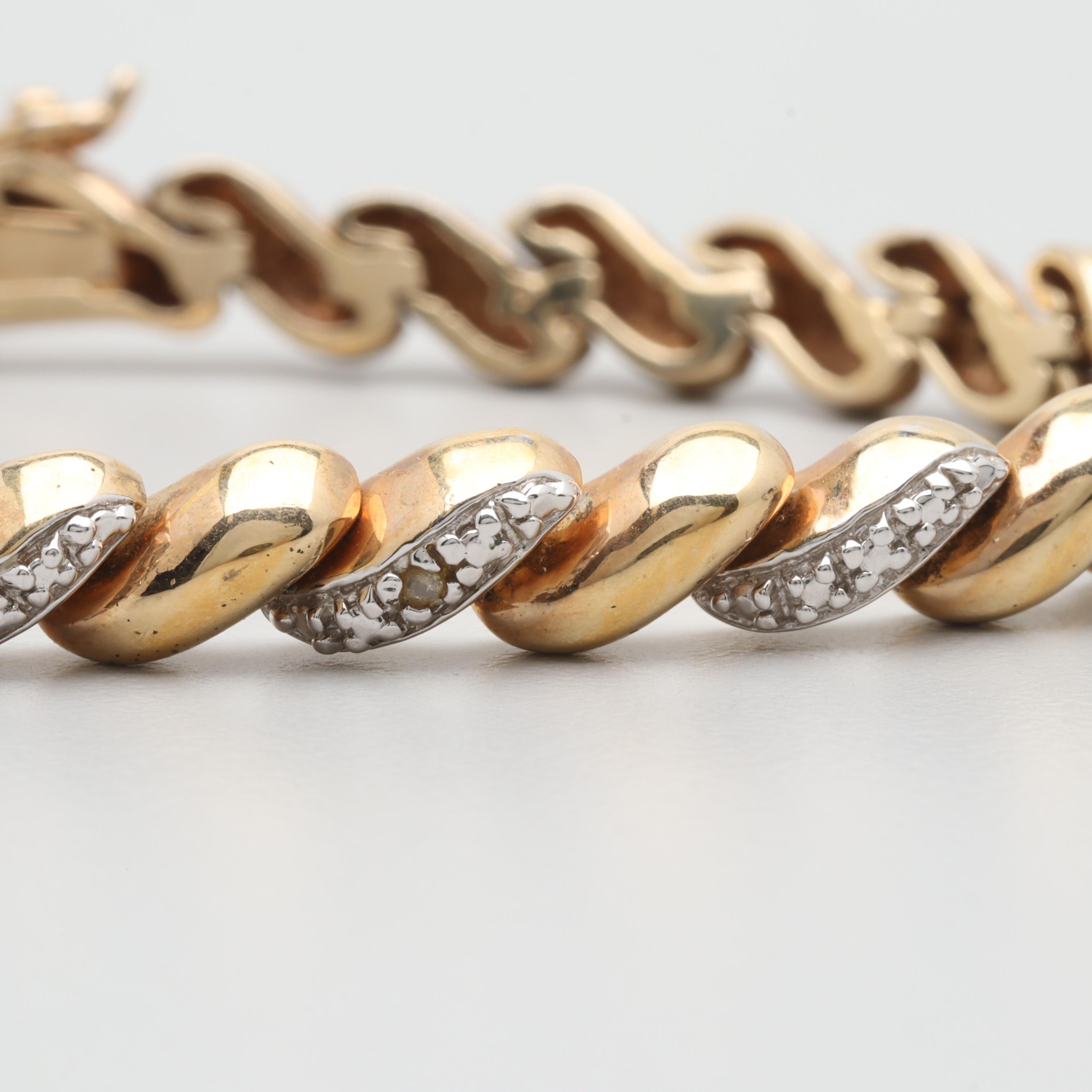 Diamond Link Bracelets Including Sterling Silver