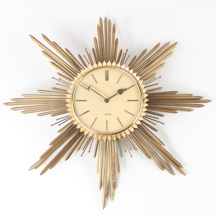 1950s Junghans "Electora" Sunburst Wall Clock