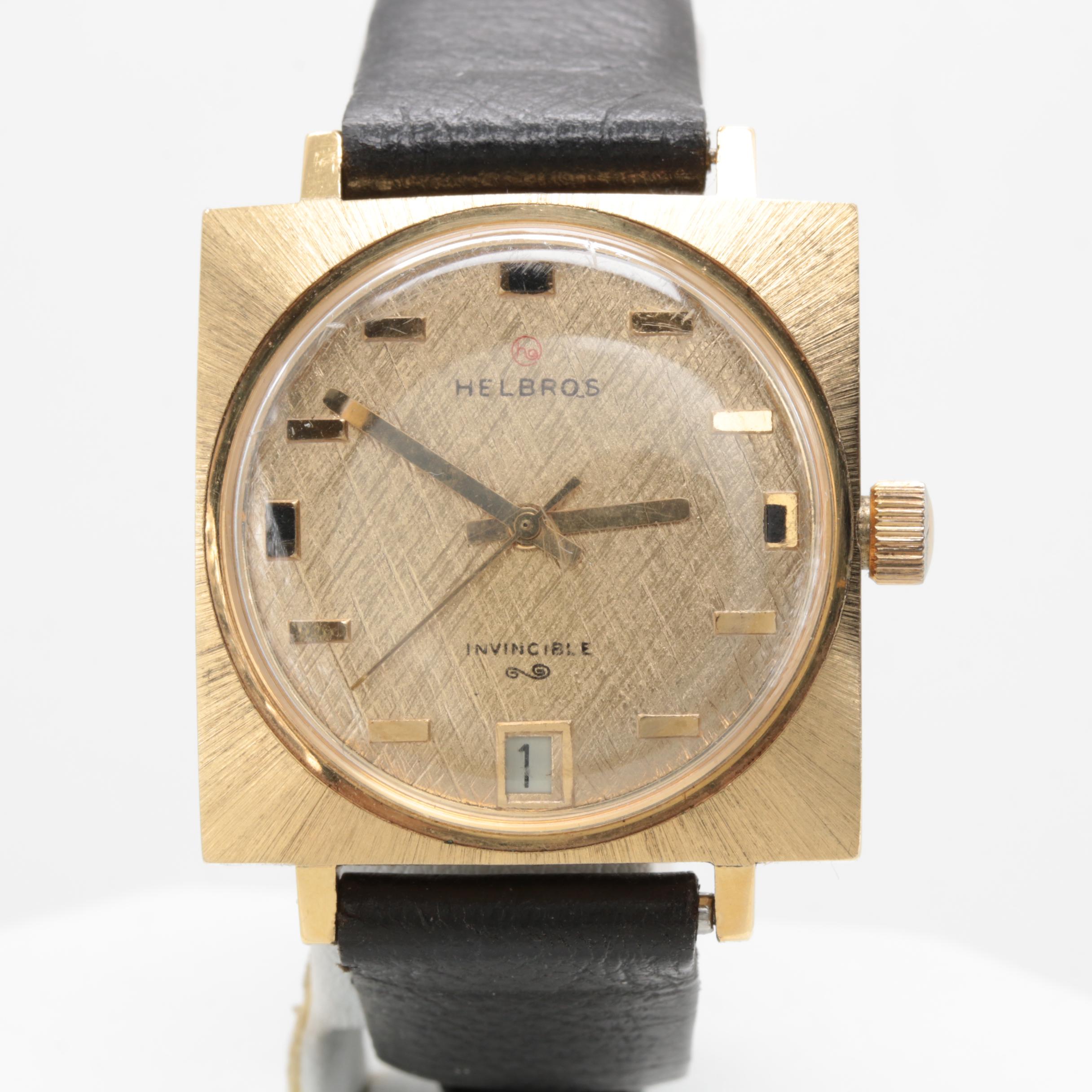 Circa 1970s Helbros "Invincible" Gold Tone Watch
