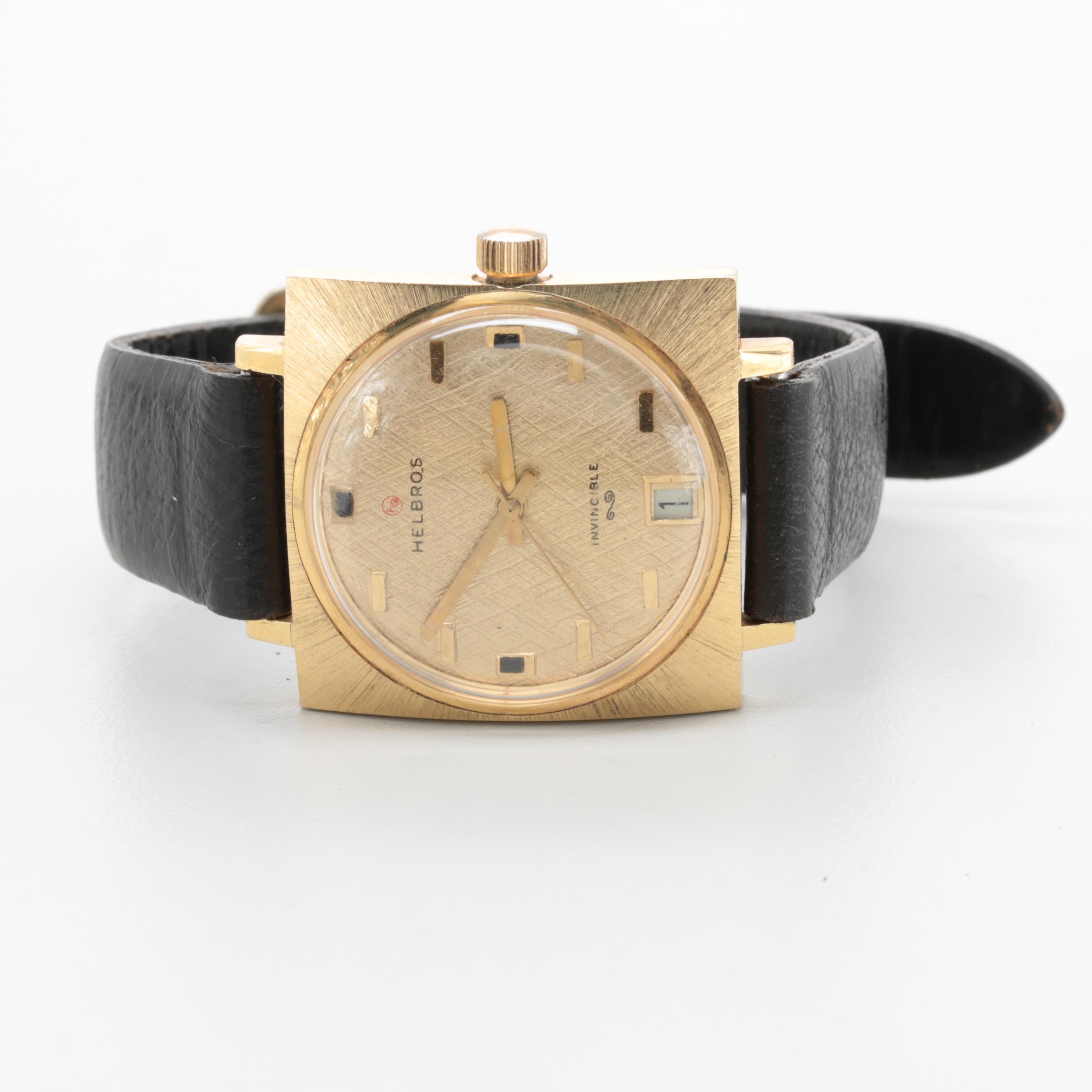 Circa 1970s Helbros "Invincible" Gold Tone Watch