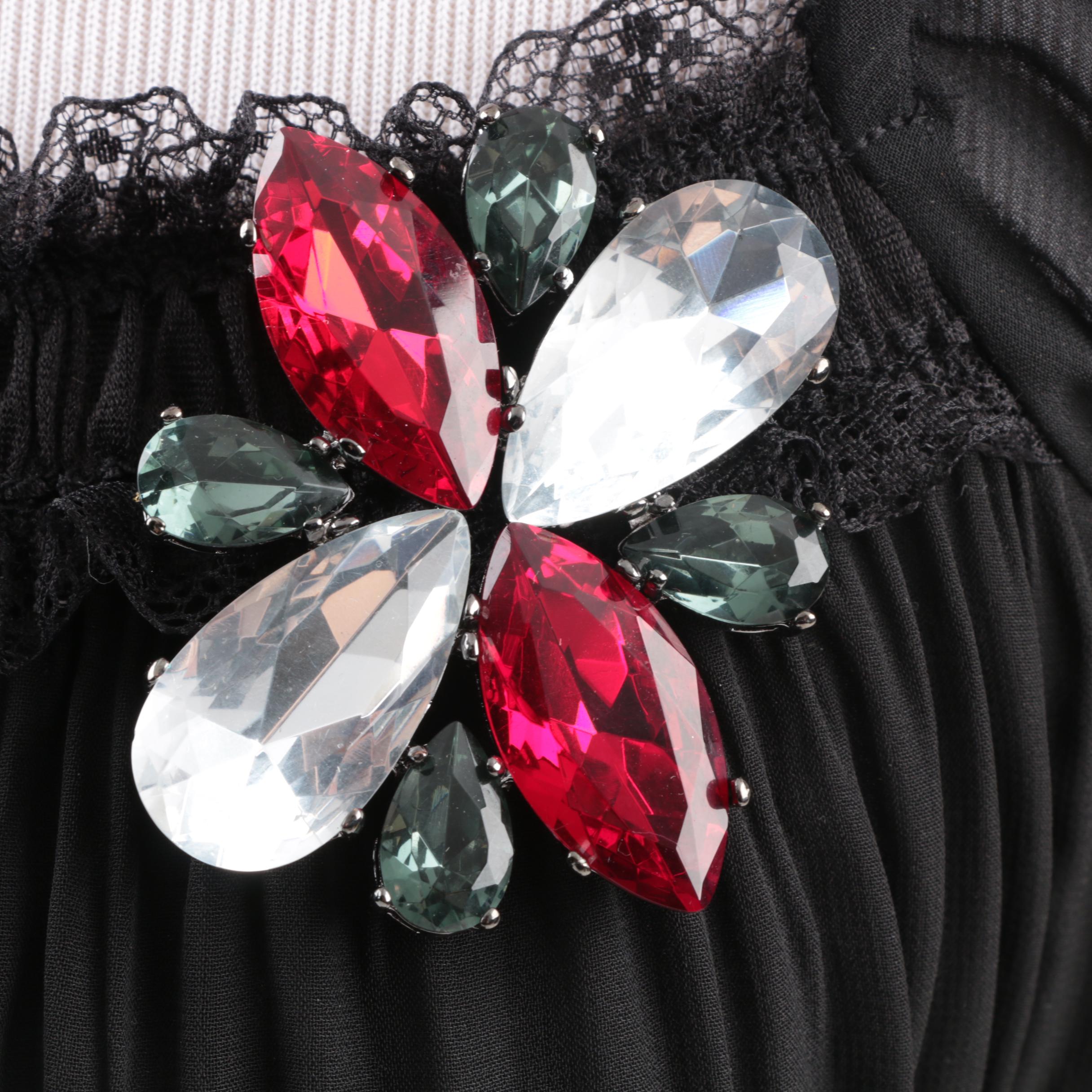 Susan Lucci Costume Jewelry with Imitation Pearls and Susan Lucci Black Blouse