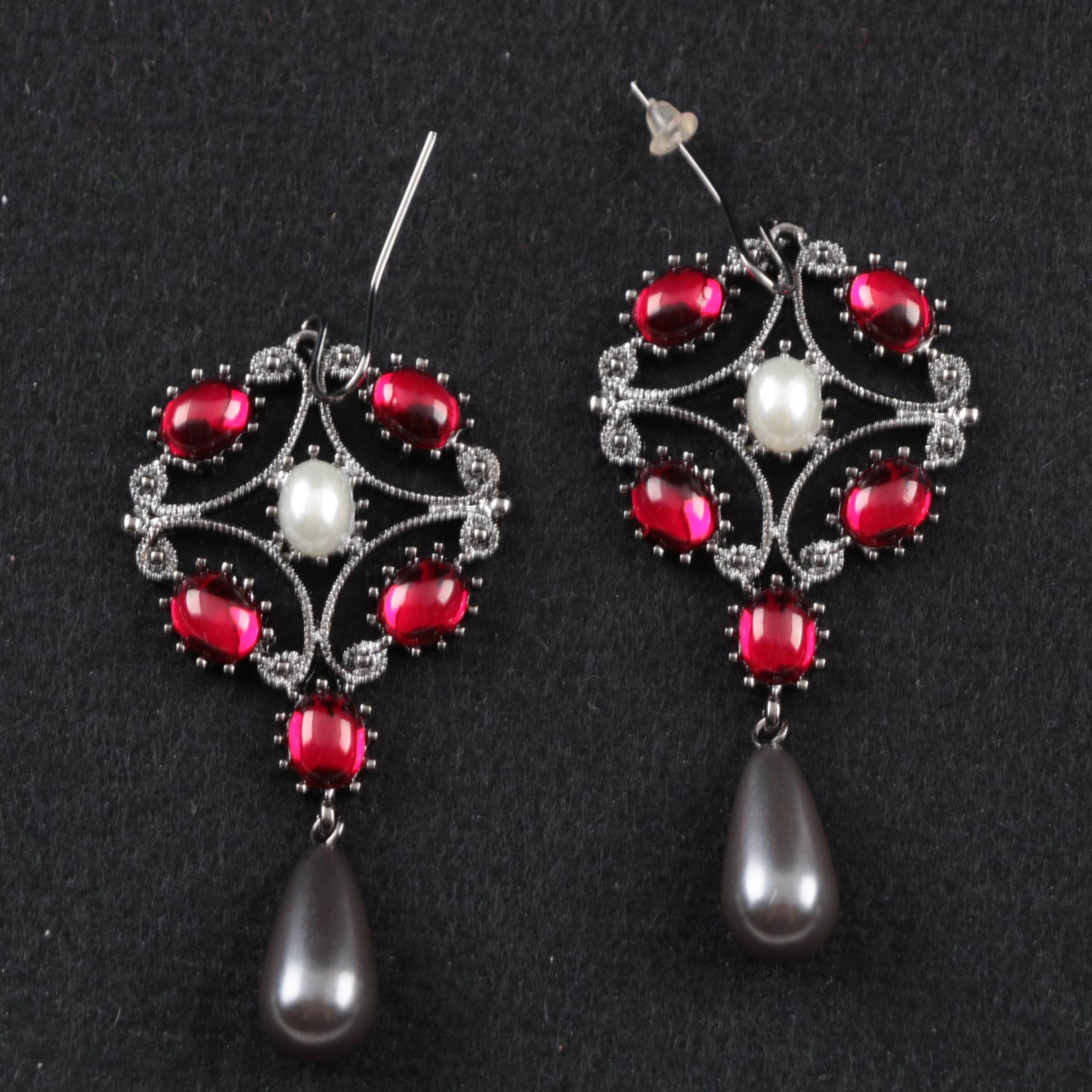 Susan Lucci Costume Jewelry with Imitation Pearls and Susan Lucci Black Blouse