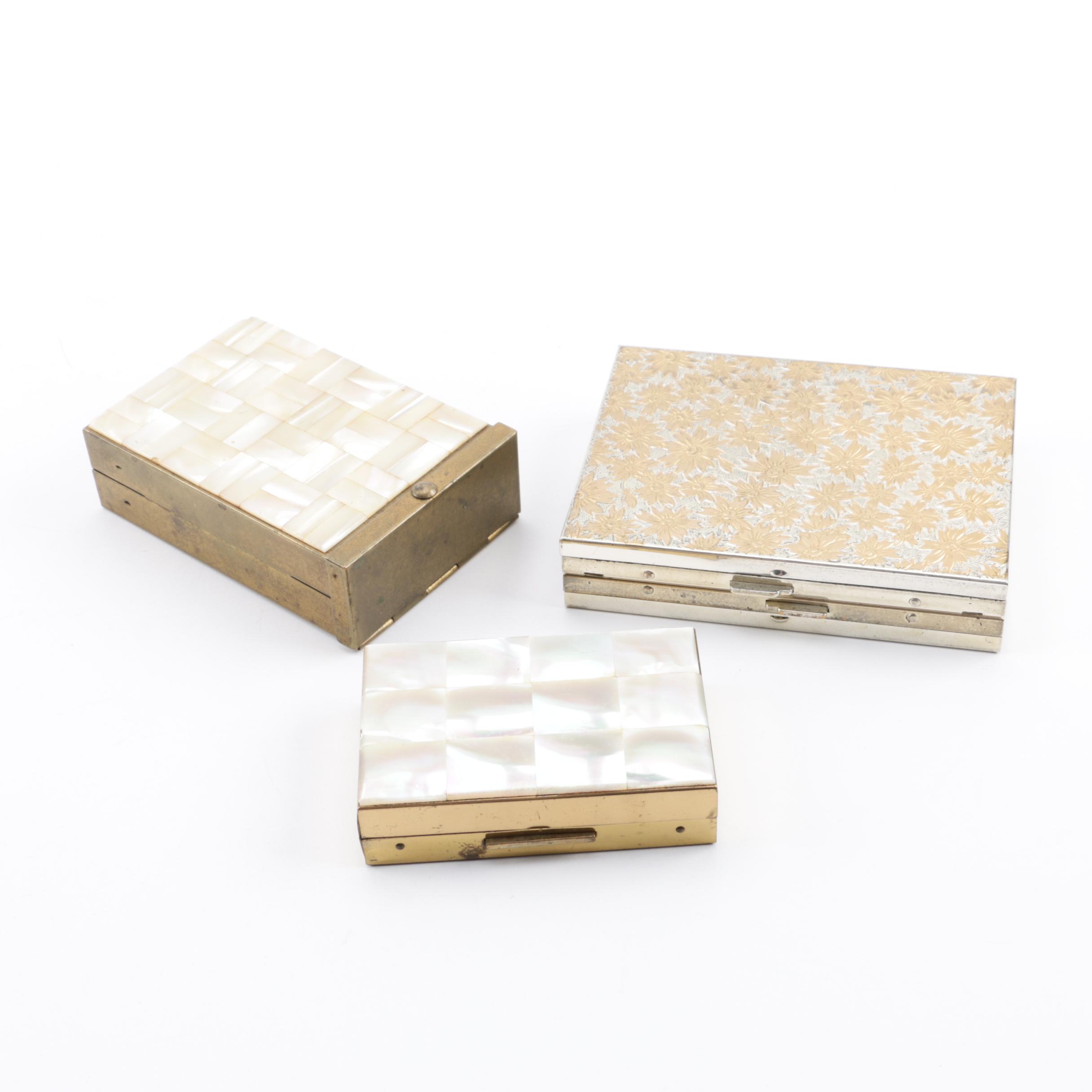 1950s Compacts and Cigarette Case Including Mother of Pearl