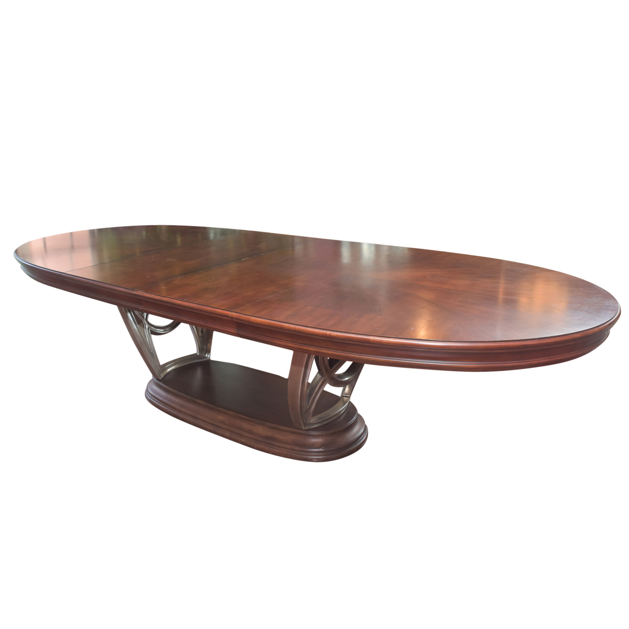 Double Ring Pedestal Wooden Dining Table