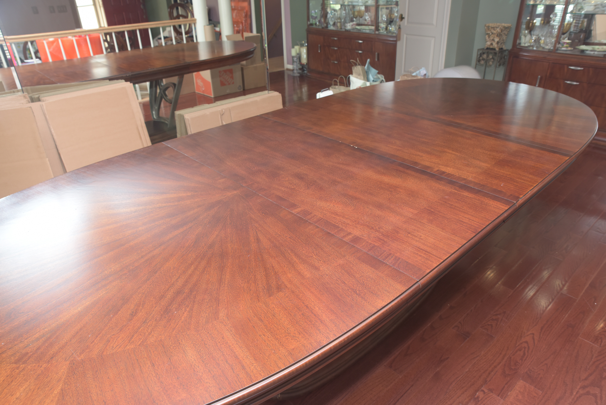 Double Ring Pedestal Wooden Dining Table