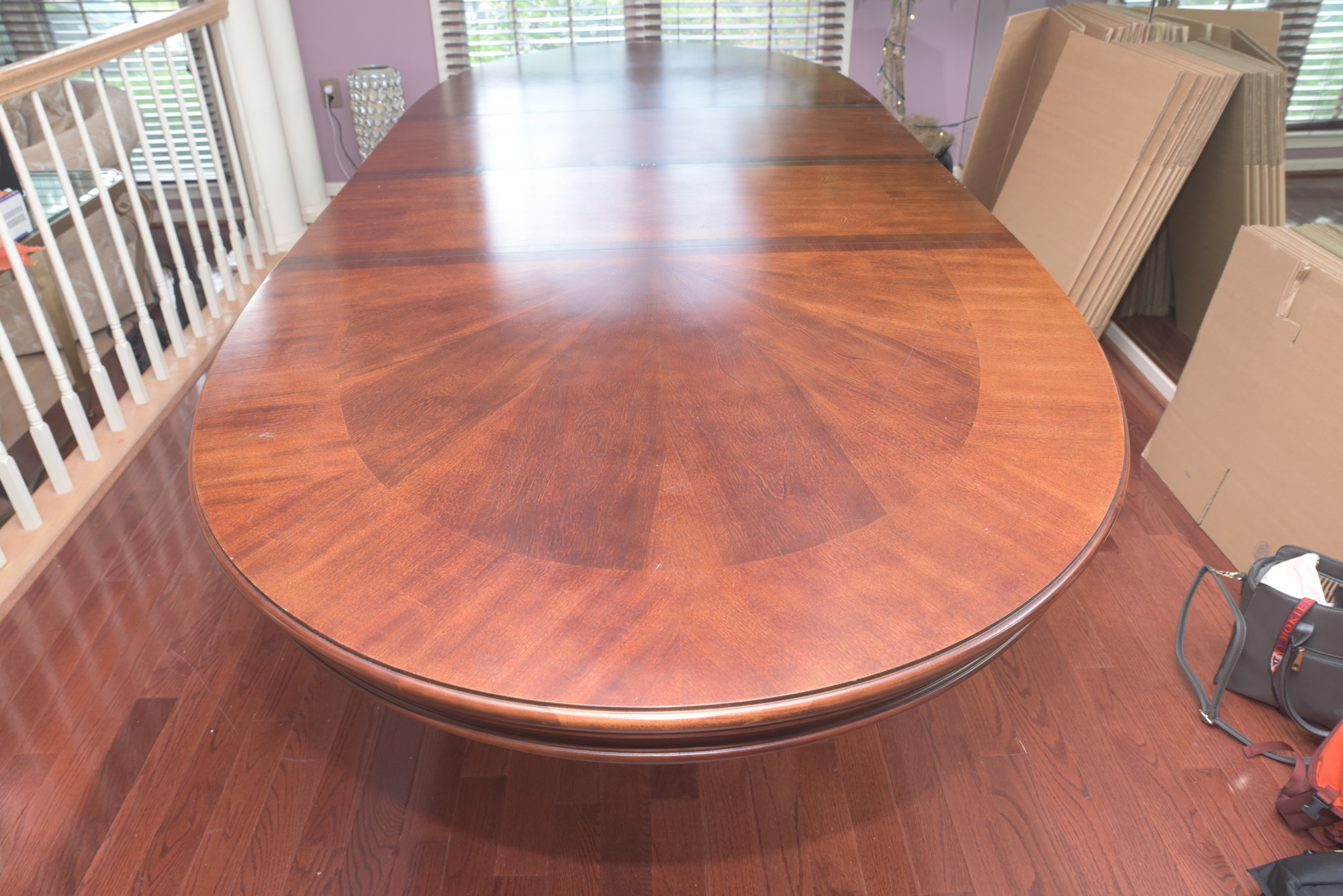Double Ring Pedestal Wooden Dining Table