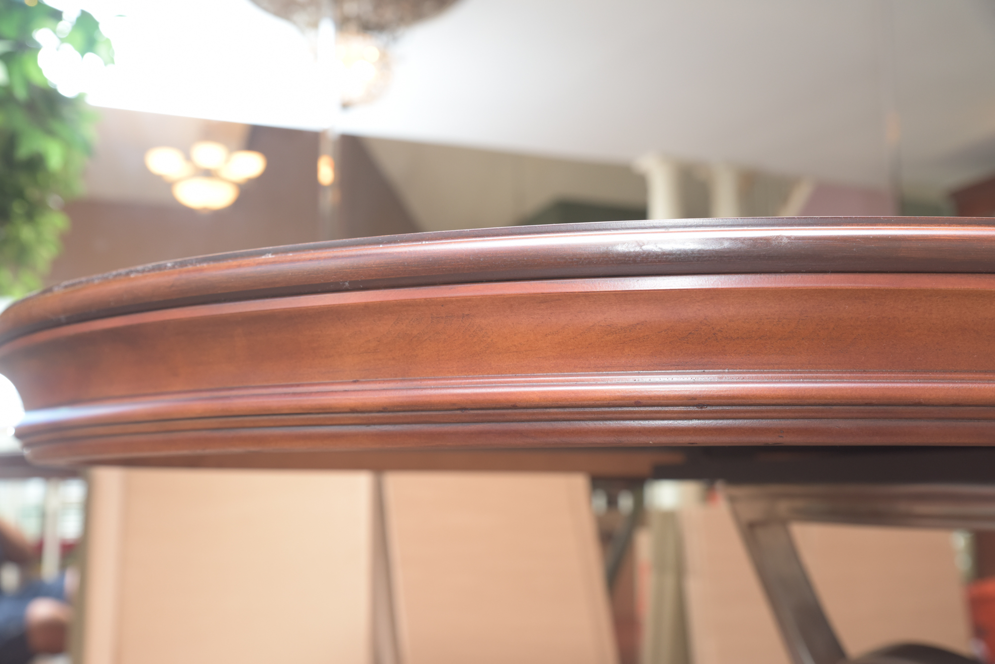 Double Ring Pedestal Wooden Dining Table