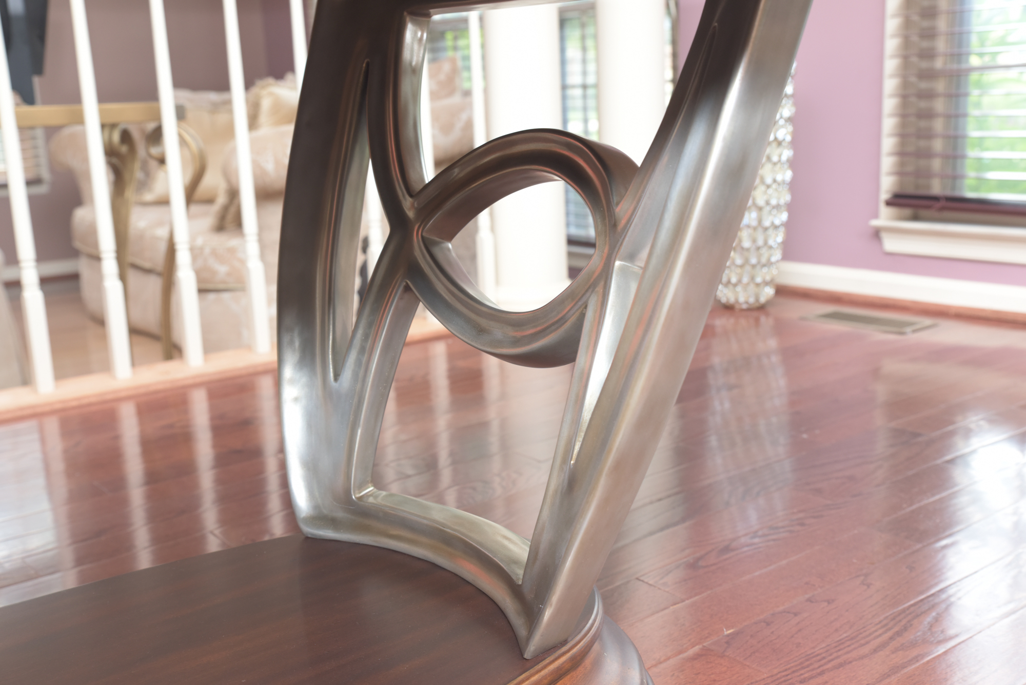 Double Ring Pedestal Wooden Dining Table