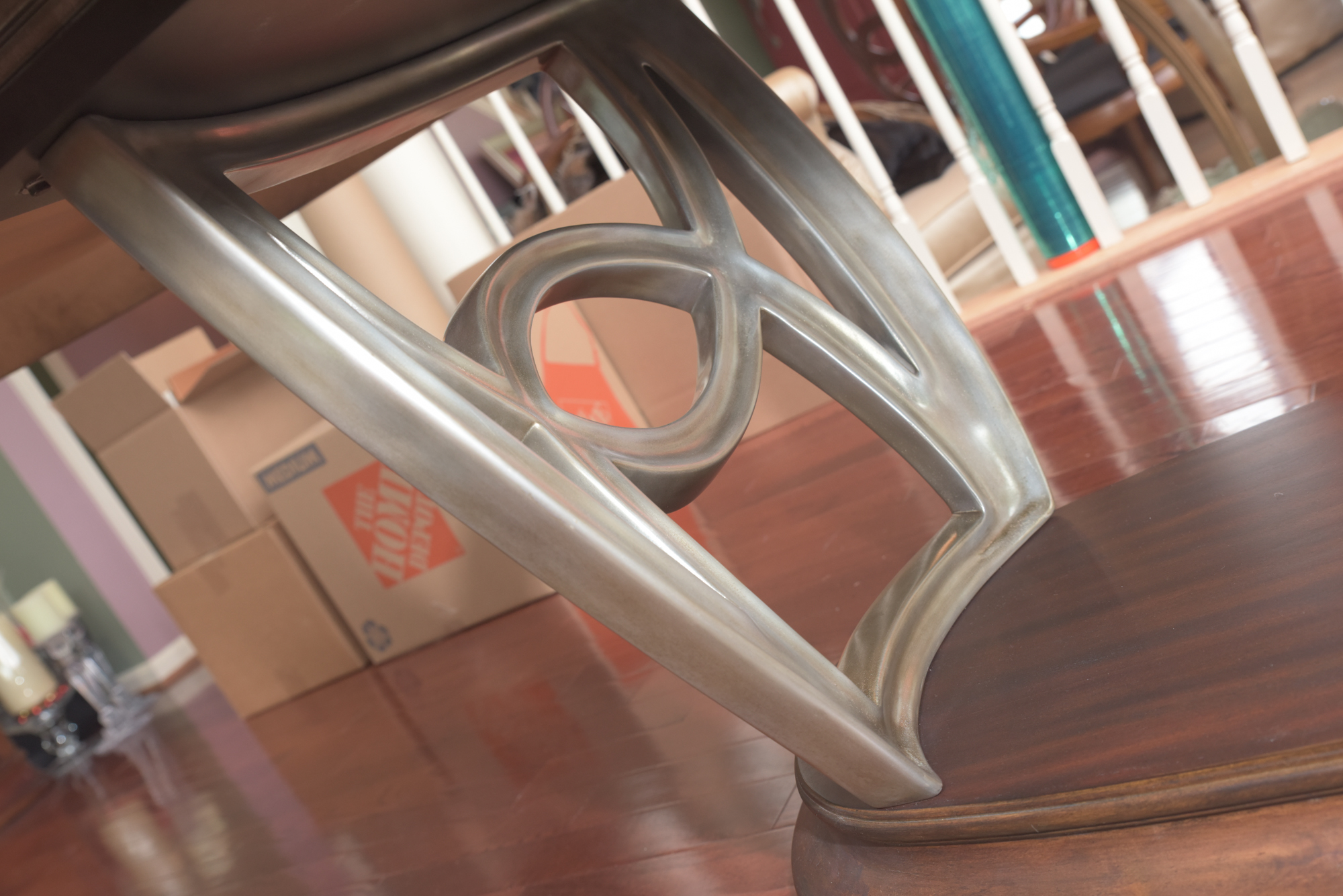 Double Ring Pedestal Wooden Dining Table