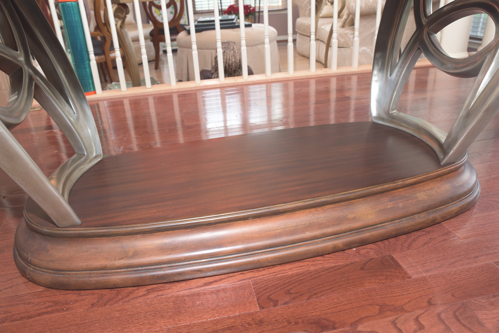 Double Ring Pedestal Wooden Dining Table