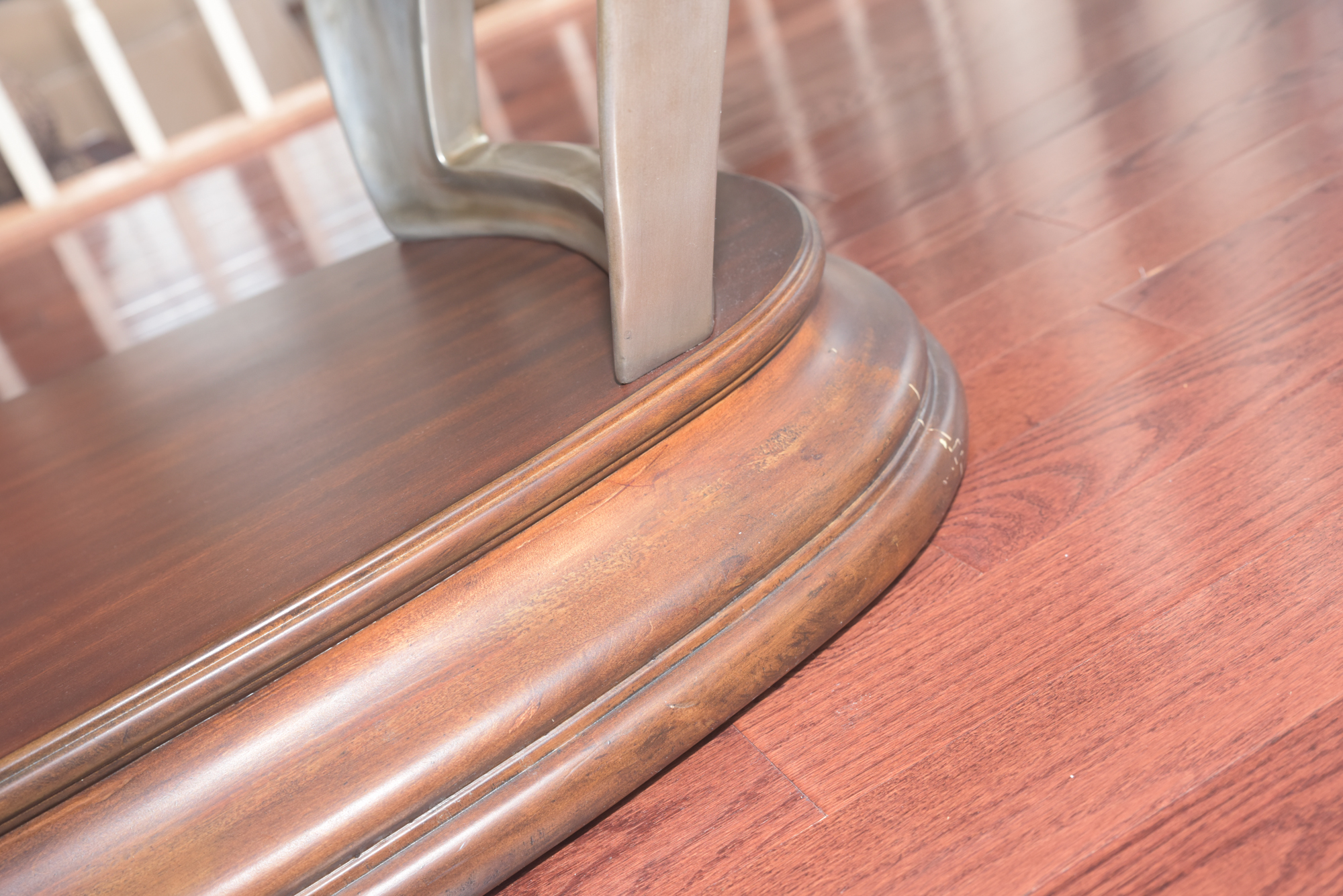 Double Ring Pedestal Wooden Dining Table