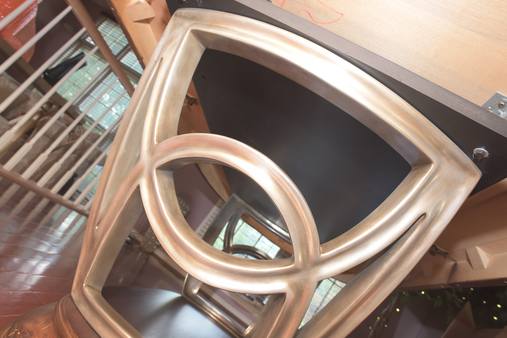 Double Ring Pedestal Wooden Dining Table