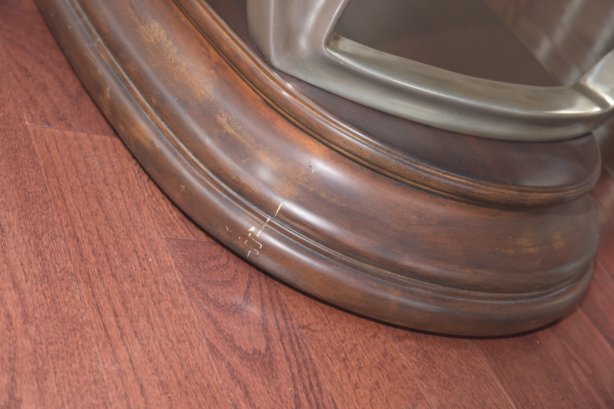 Double Ring Pedestal Wooden Dining Table