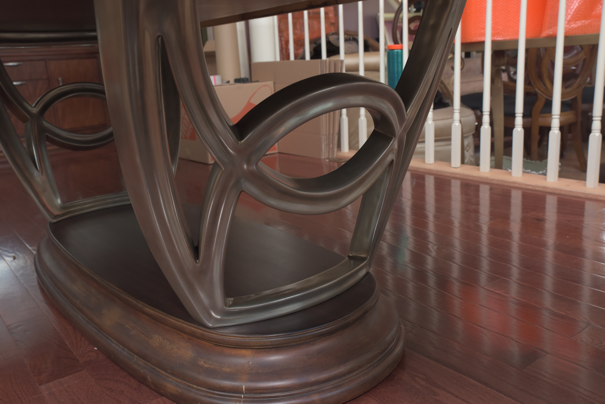 Double Ring Pedestal Wooden Dining Table