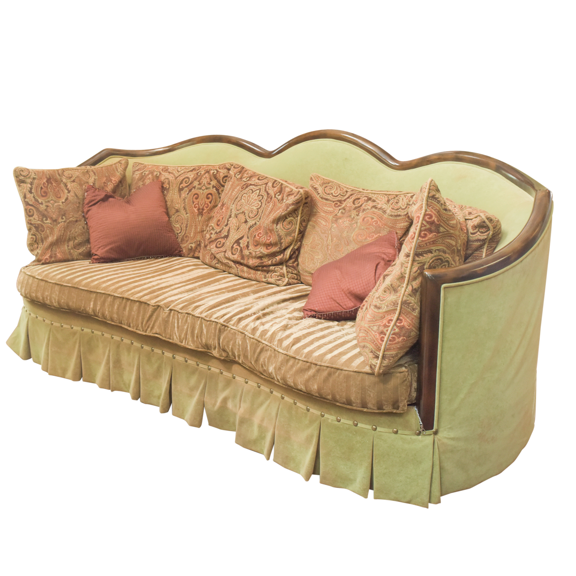 Green Velour Cabriole Sofa