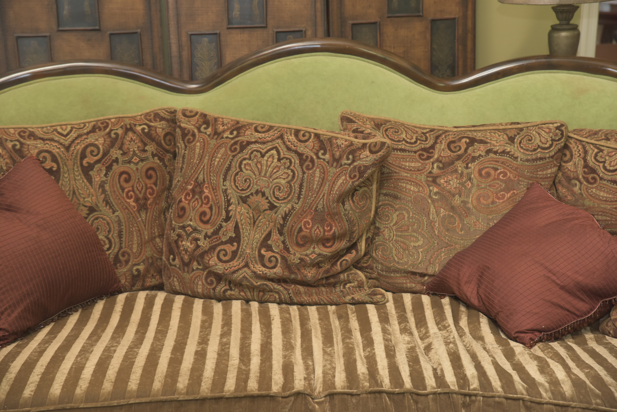 Green Velour Cabriole Sofa