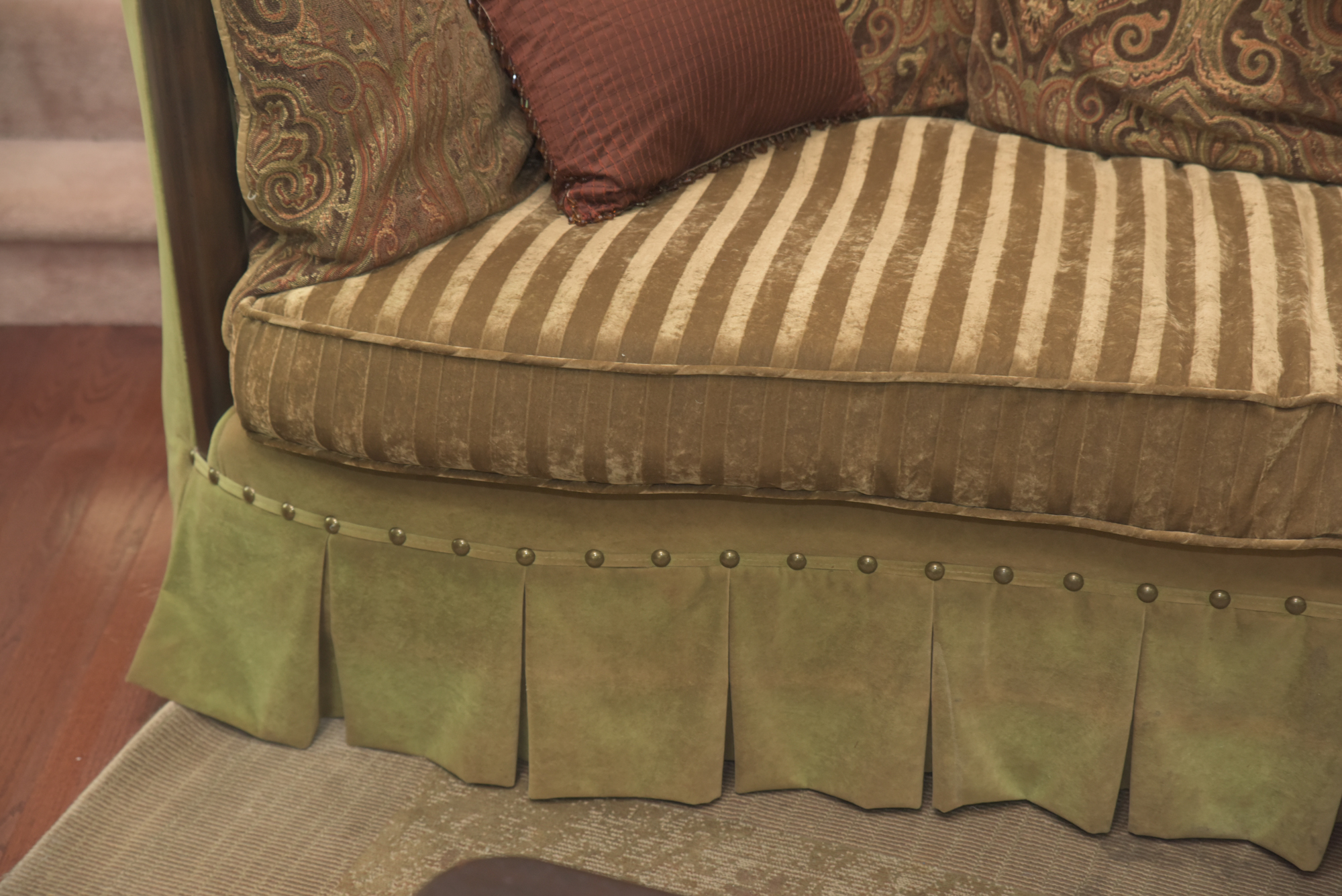 Green Velour Cabriole Sofa