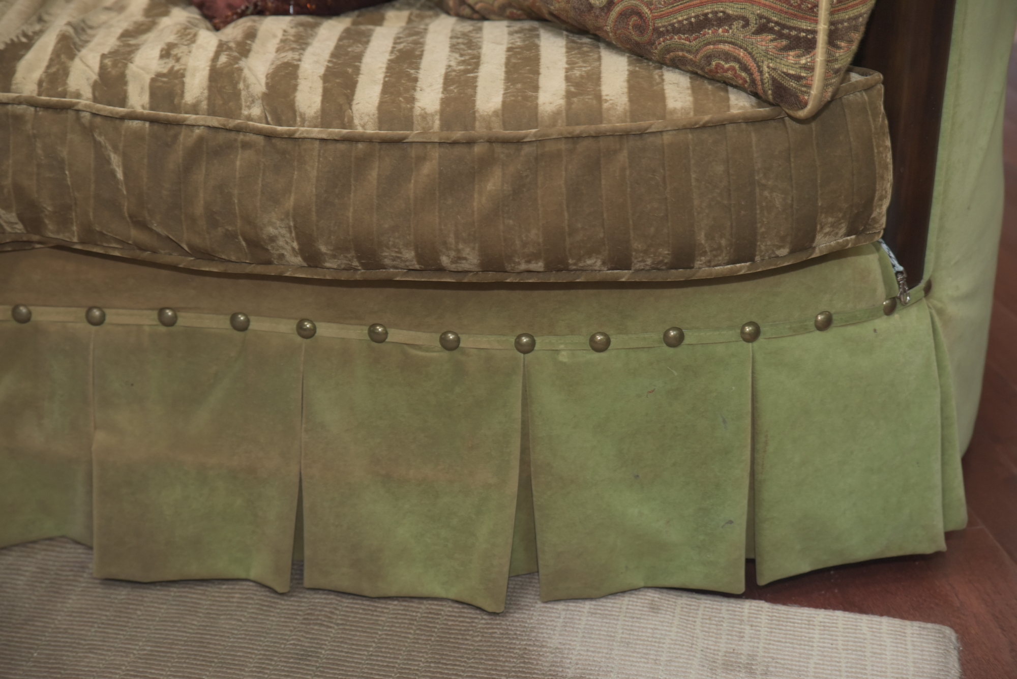 Green Velour Cabriole Sofa