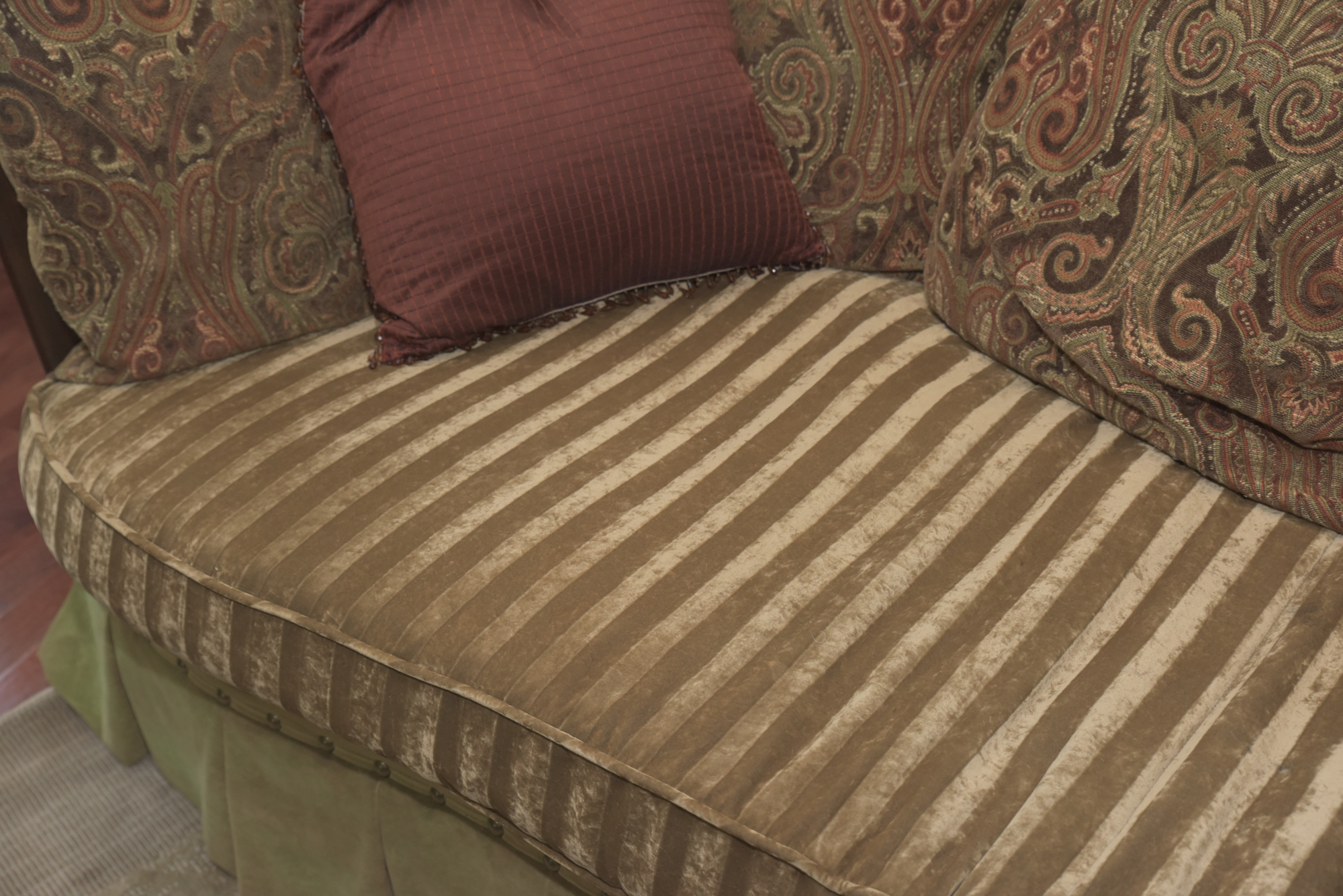 Green Velour Cabriole Sofa