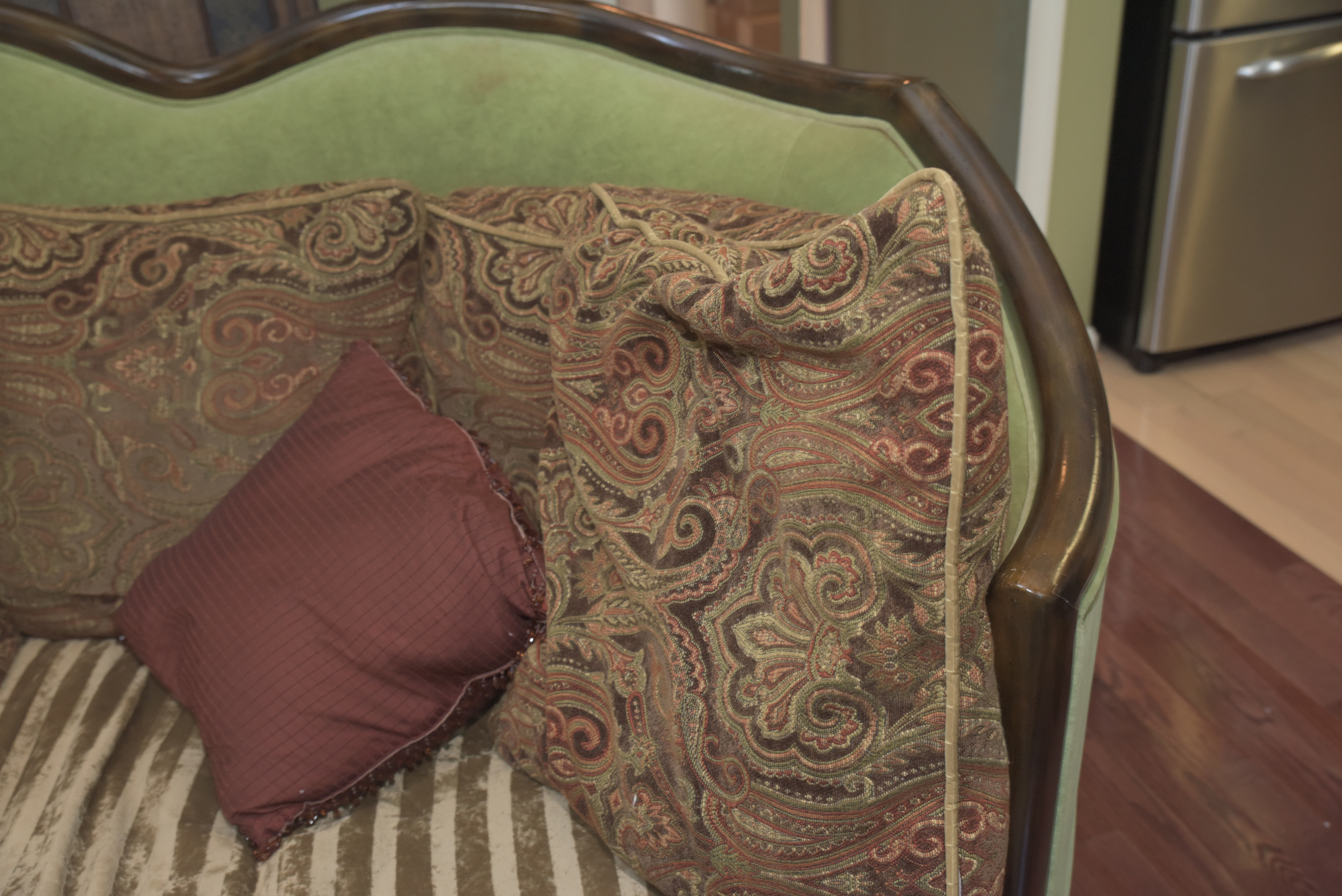 Green Velour Cabriole Sofa