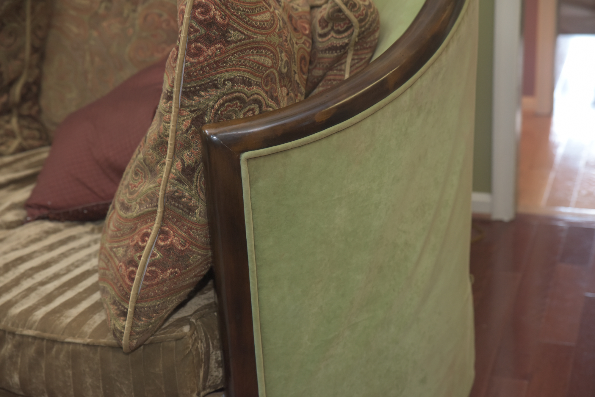 Green Velour Cabriole Sofa