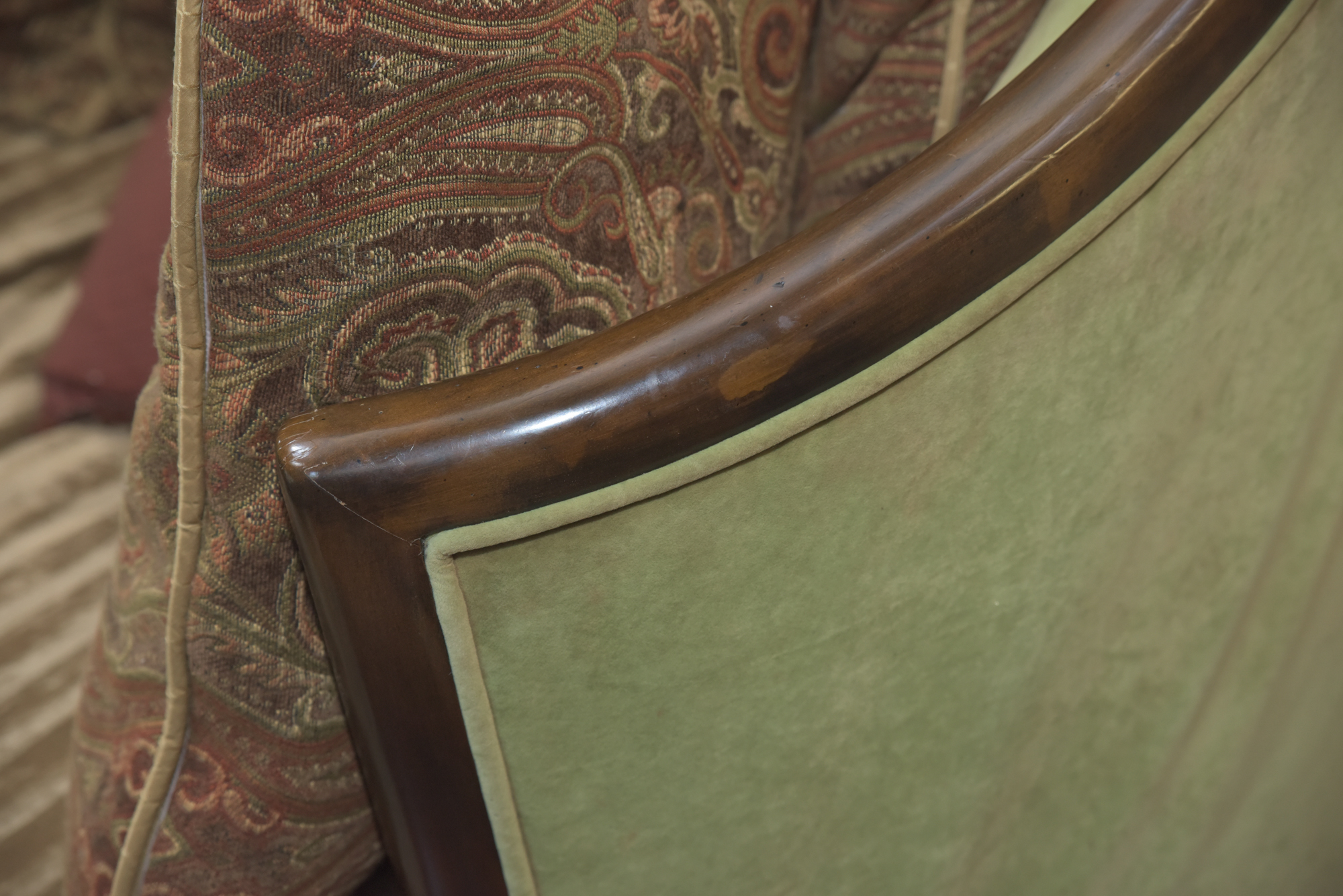 Green Velour Cabriole Sofa