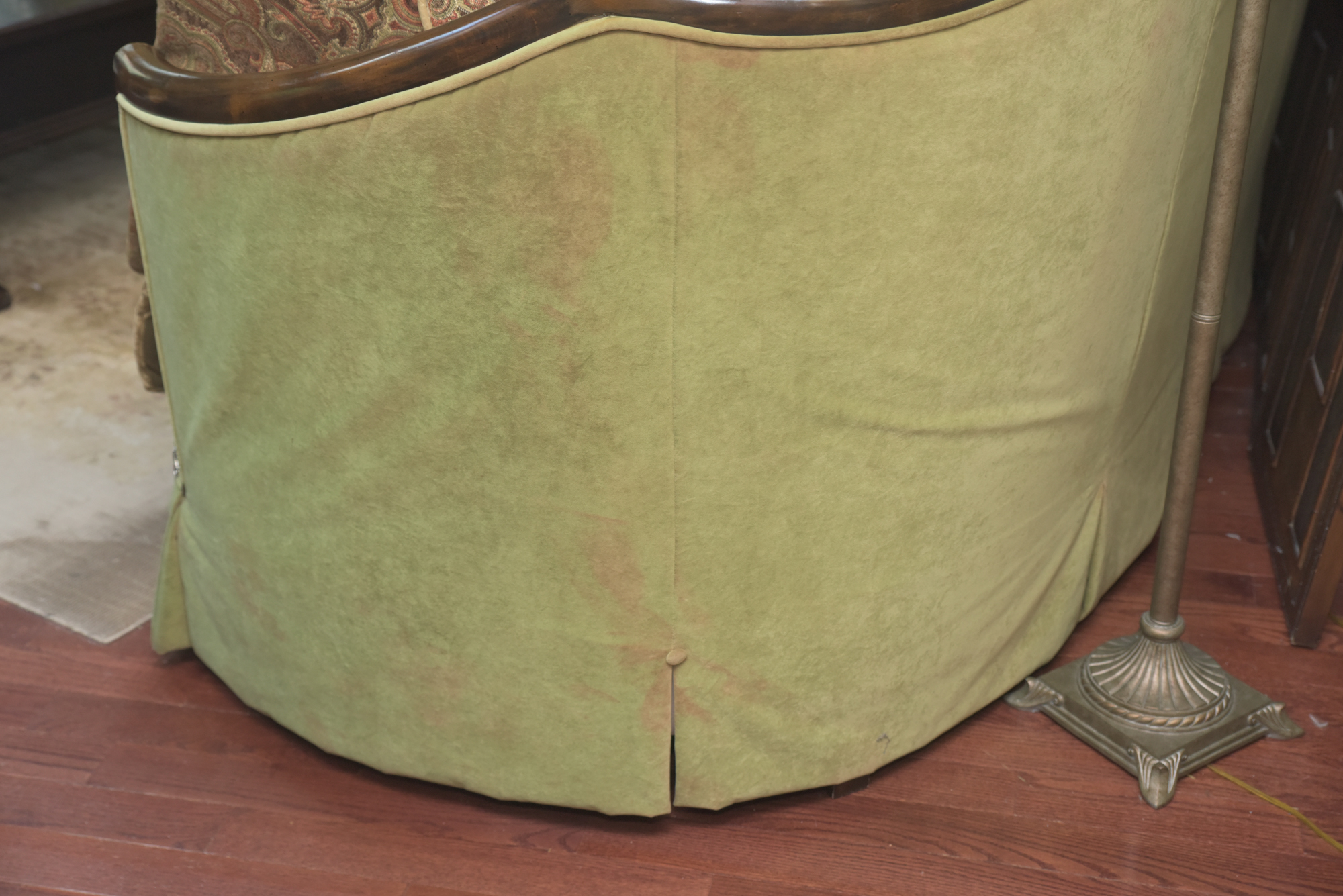 Green Velour Cabriole Sofa