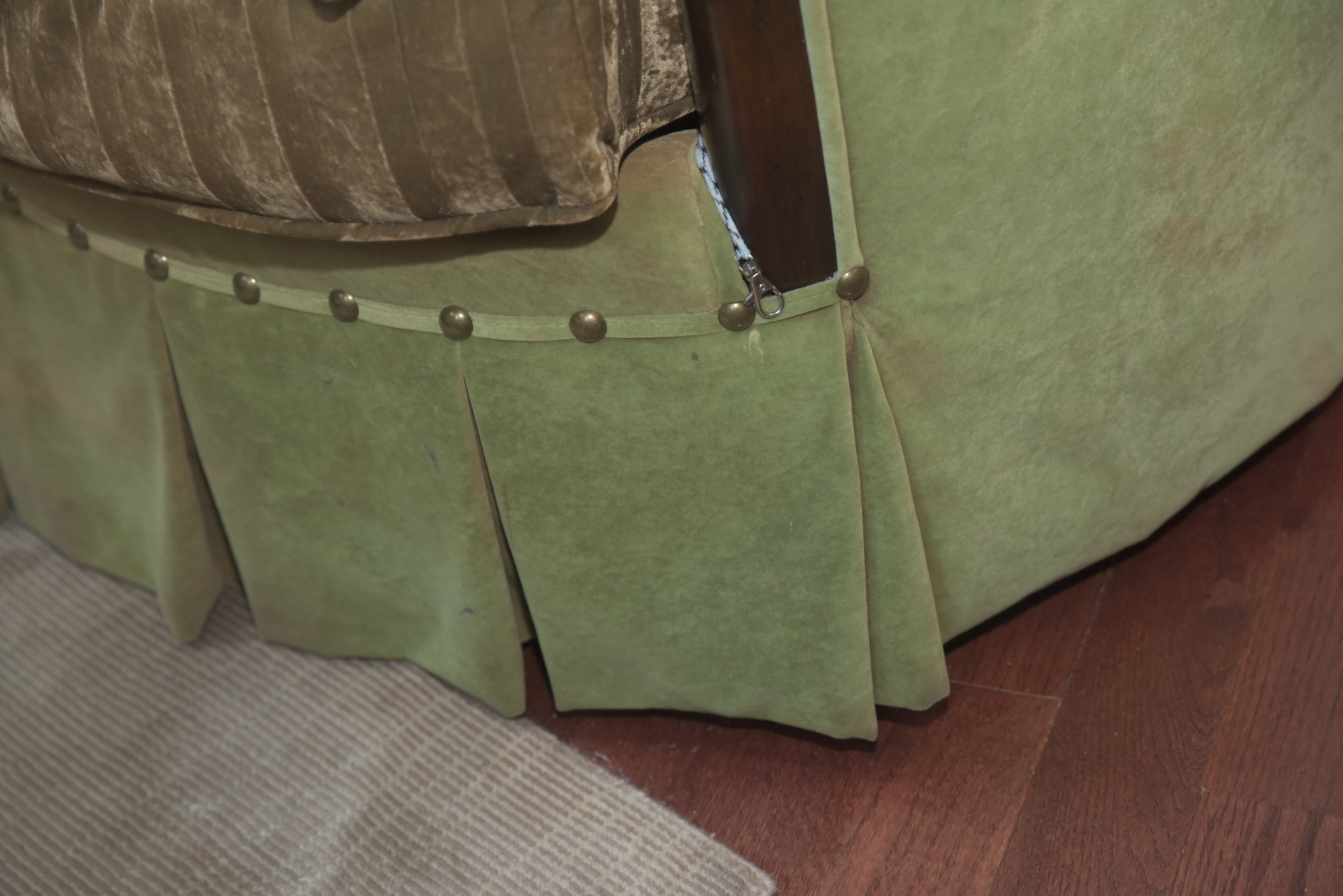 Green Velour Cabriole Sofa