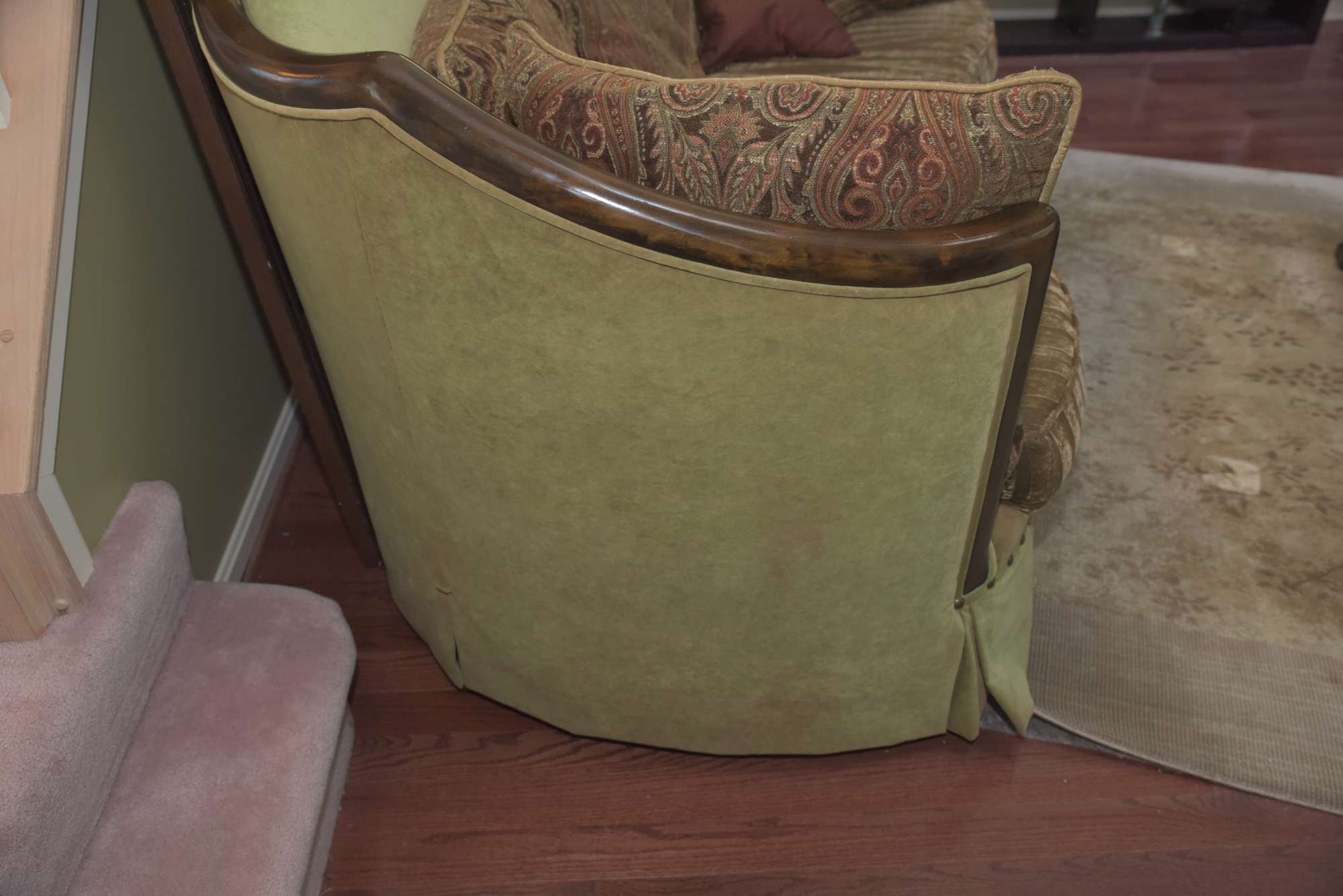 Green Velour Cabriole Sofa