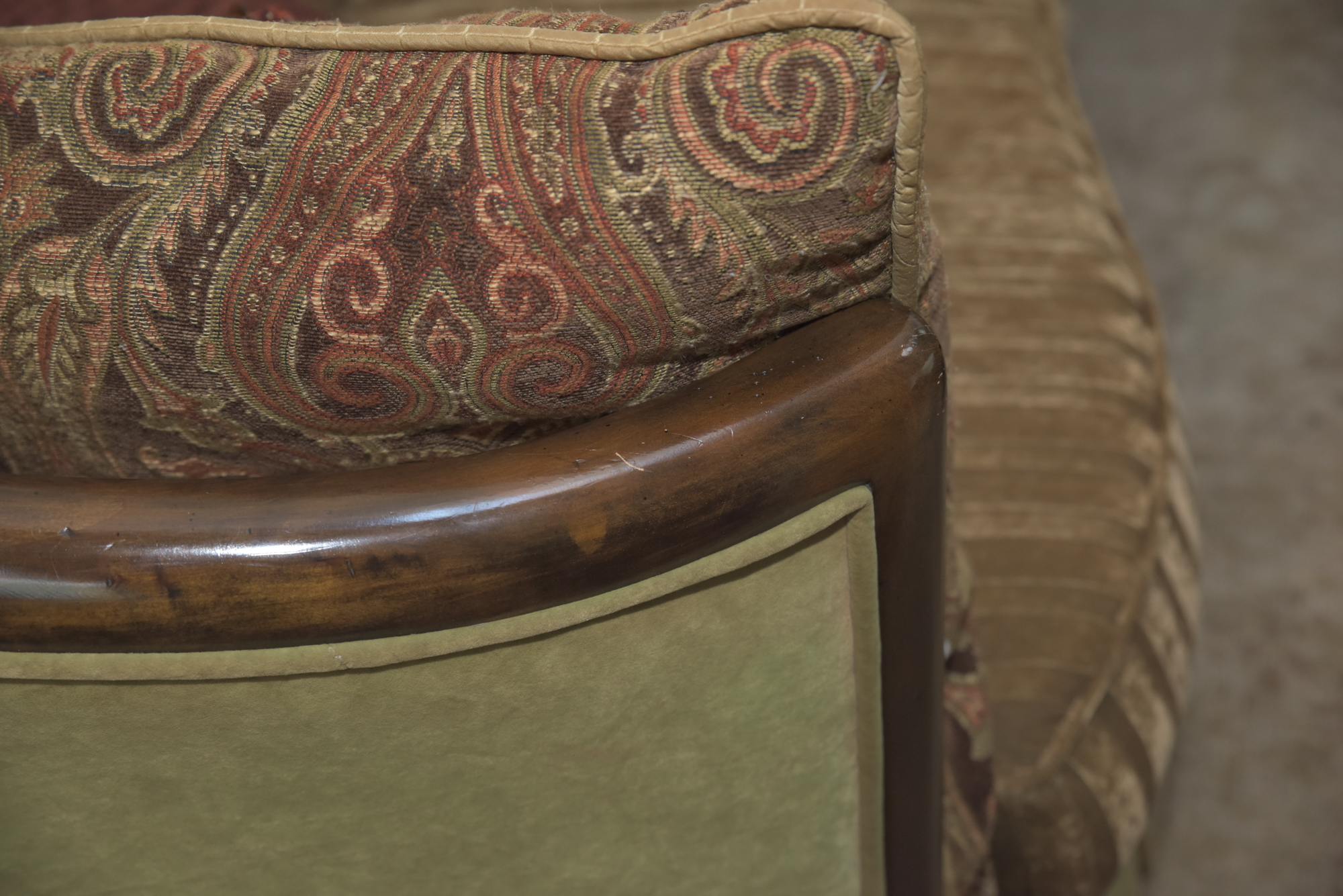 Green Velour Cabriole Sofa