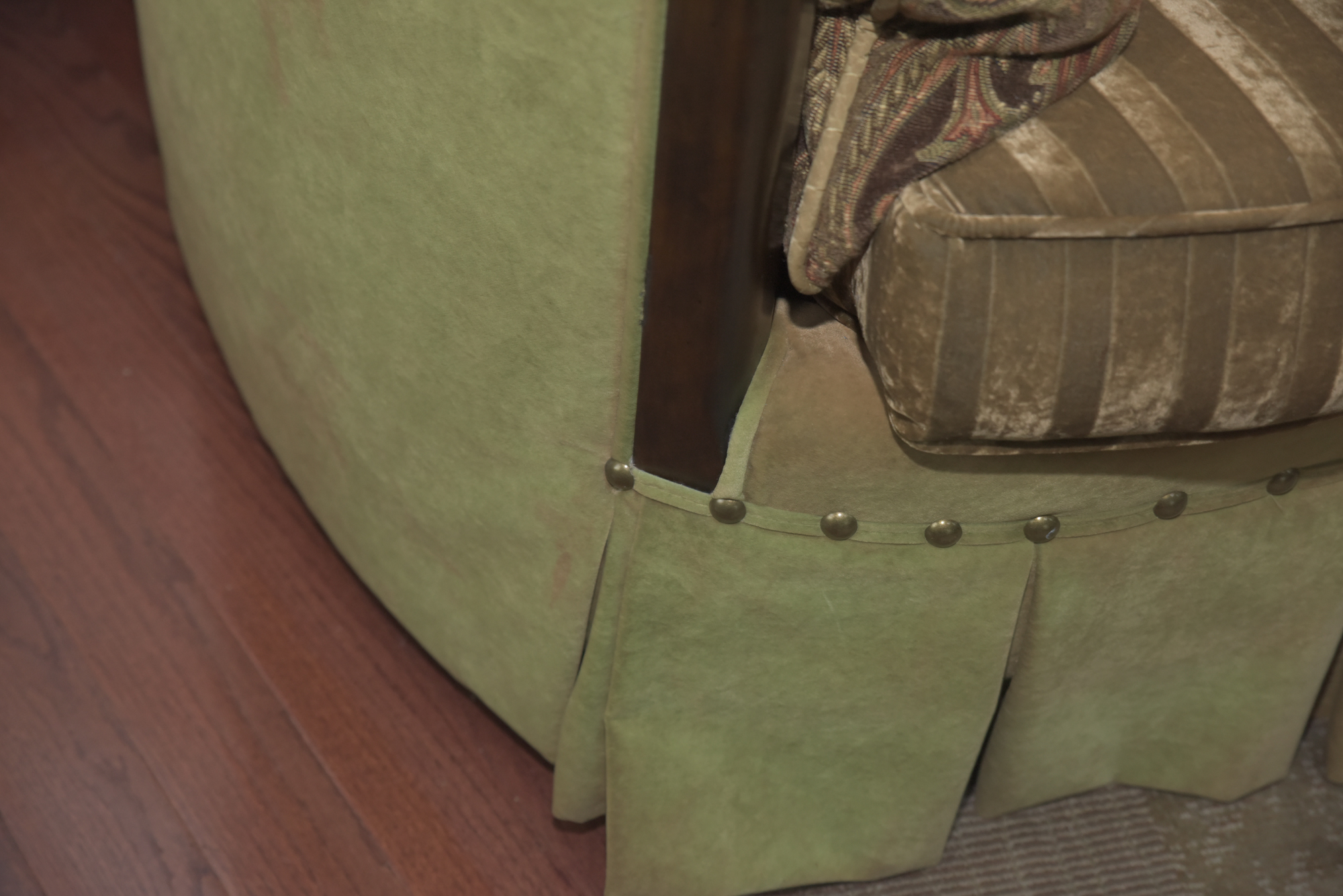 Green Velour Cabriole Sofa