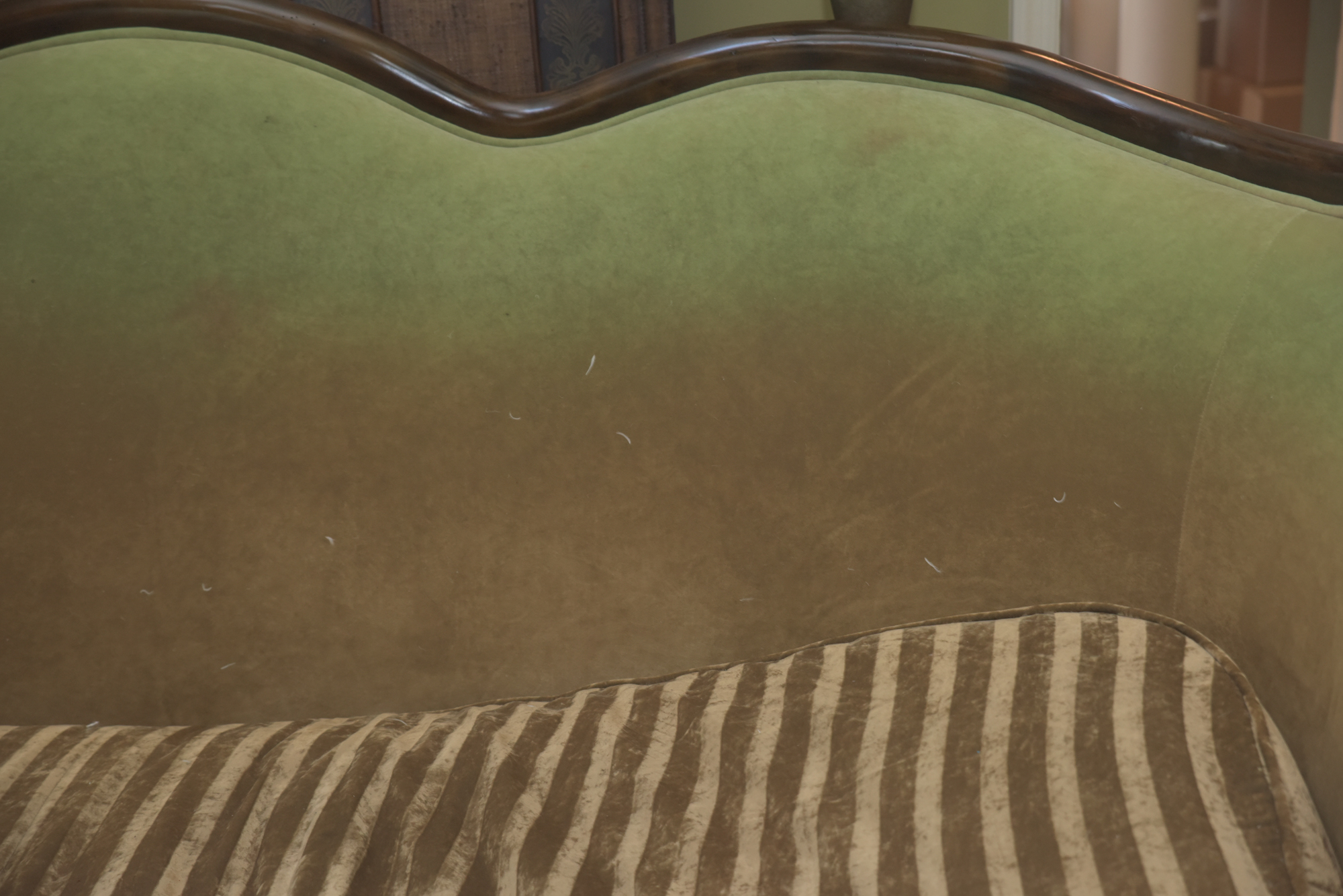 Green Velour Cabriole Sofa