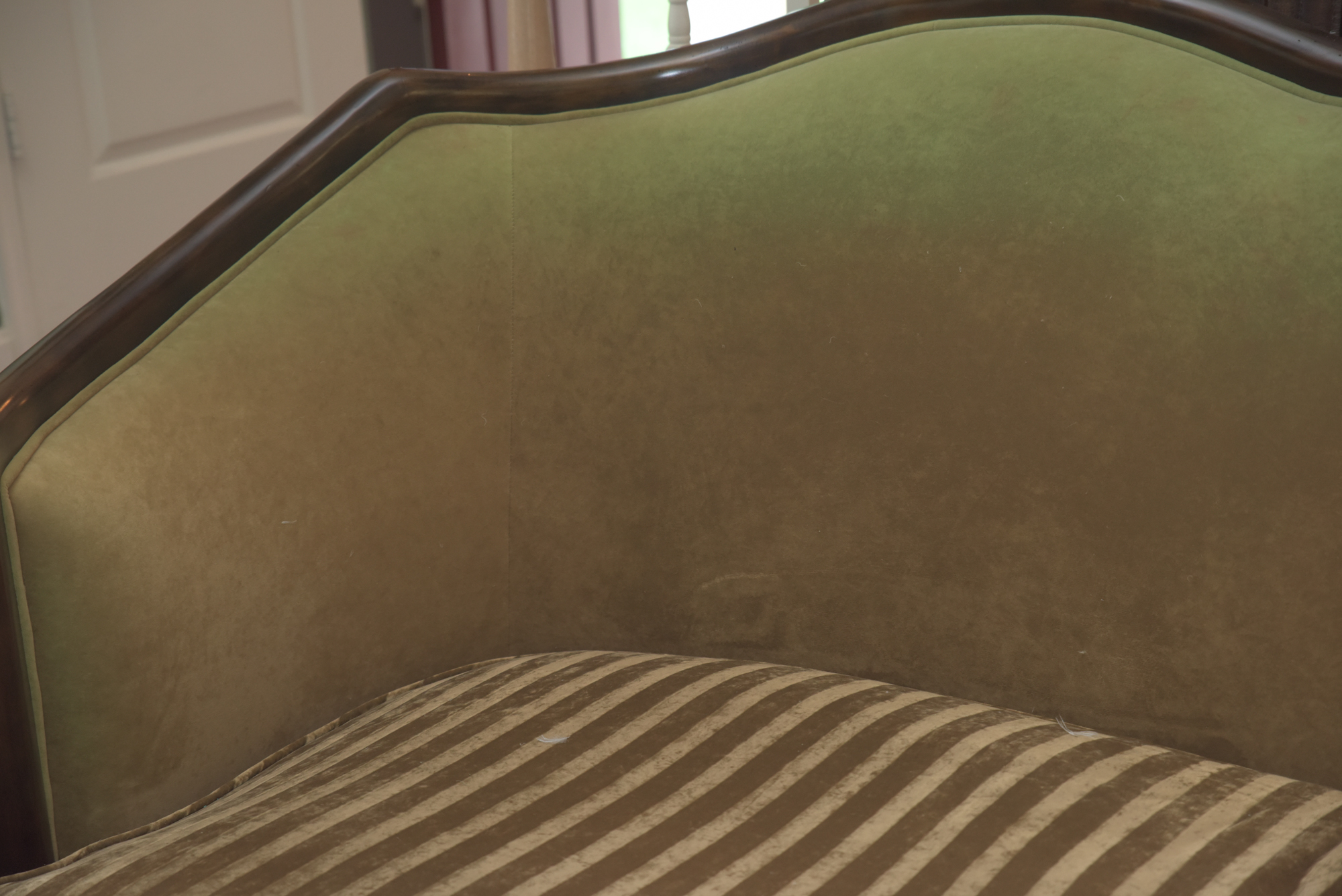 Green Velour Cabriole Sofa
