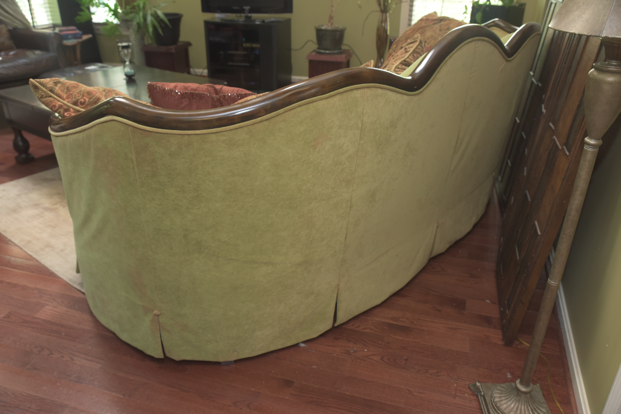 Green Velour Cabriole Sofa