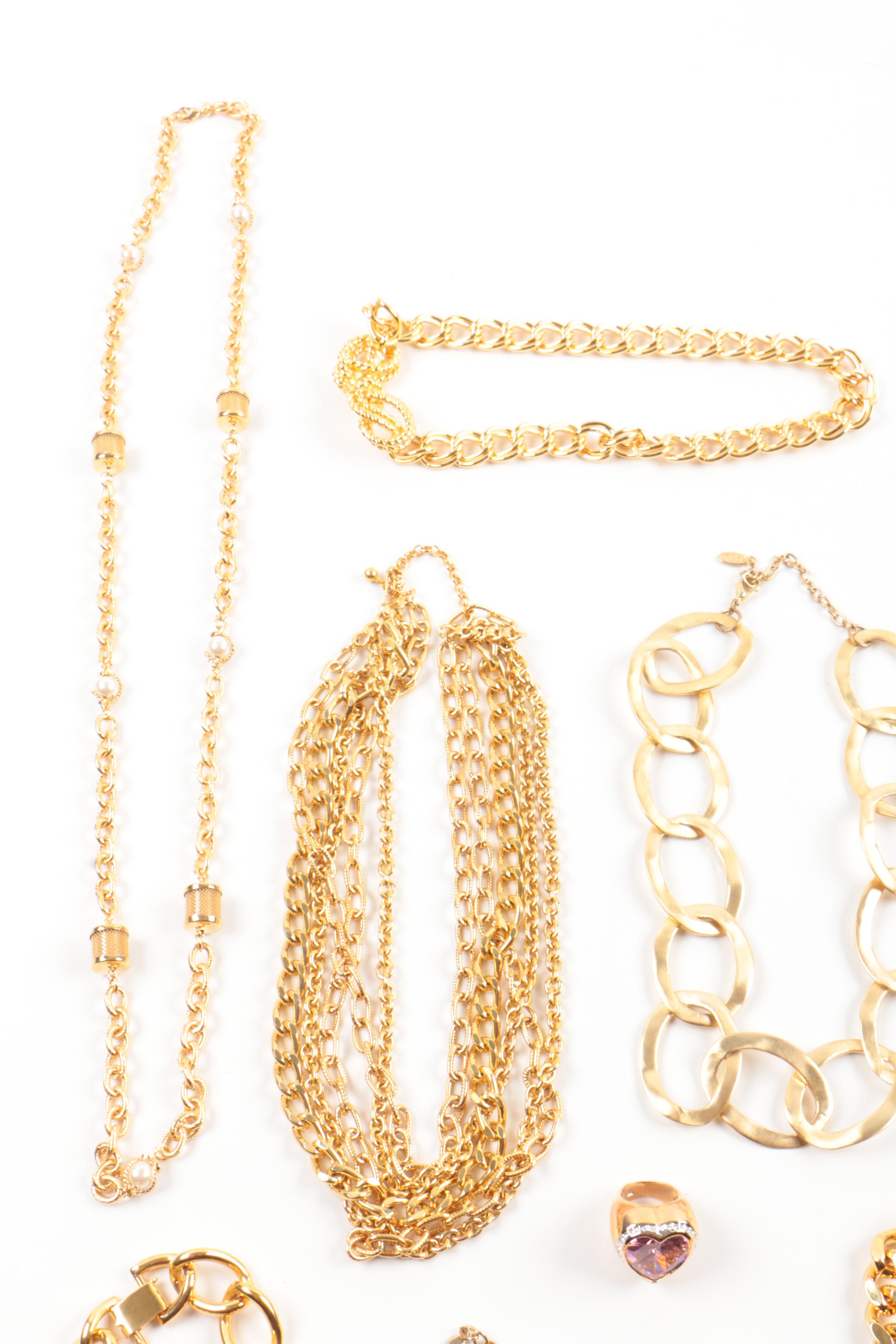 Susan Lucci Gold Tone Statement Costume Jewelry with Imitation Pearl