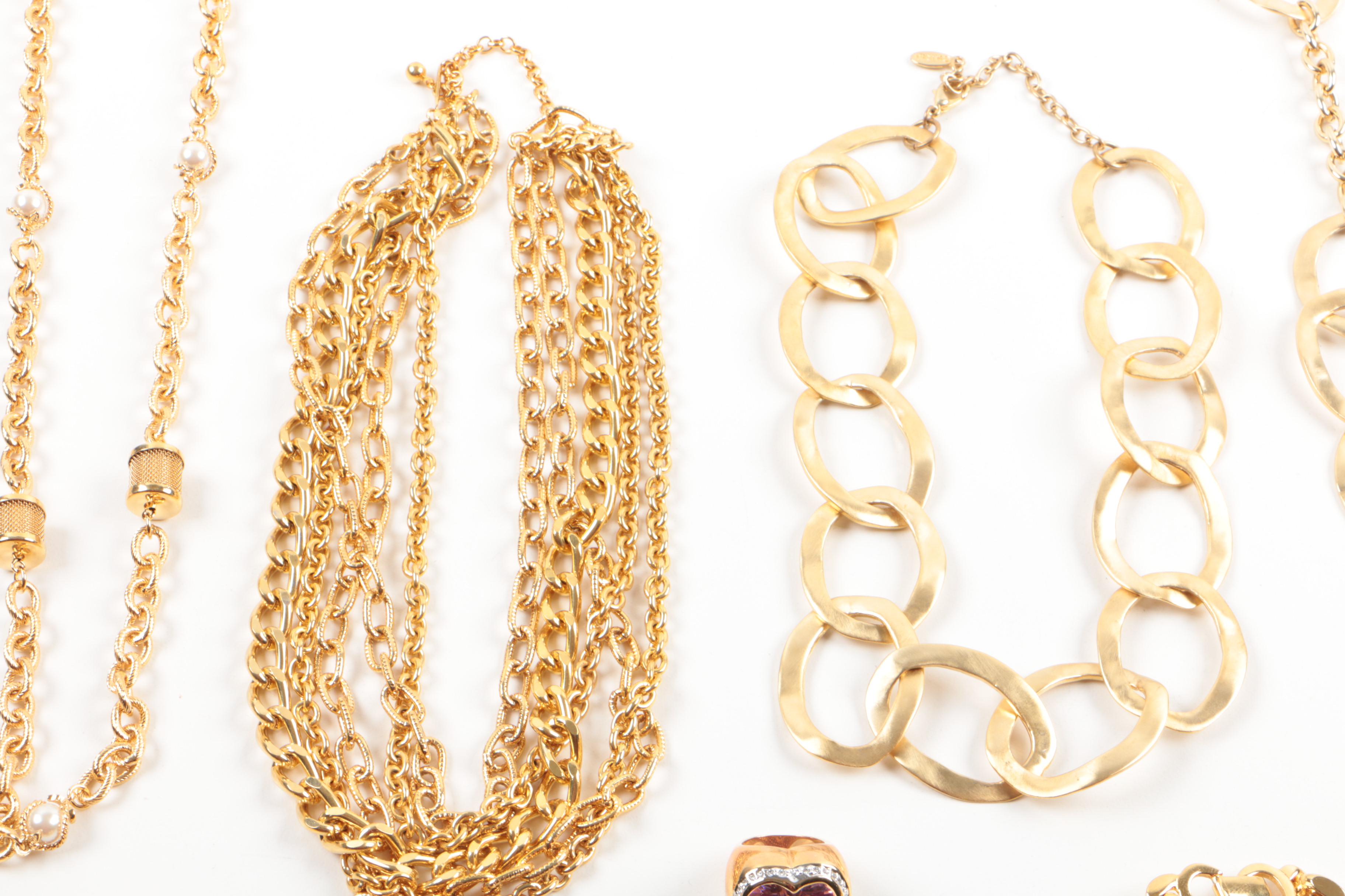 Susan Lucci Gold Tone Statement Costume Jewelry with Imitation Pearl