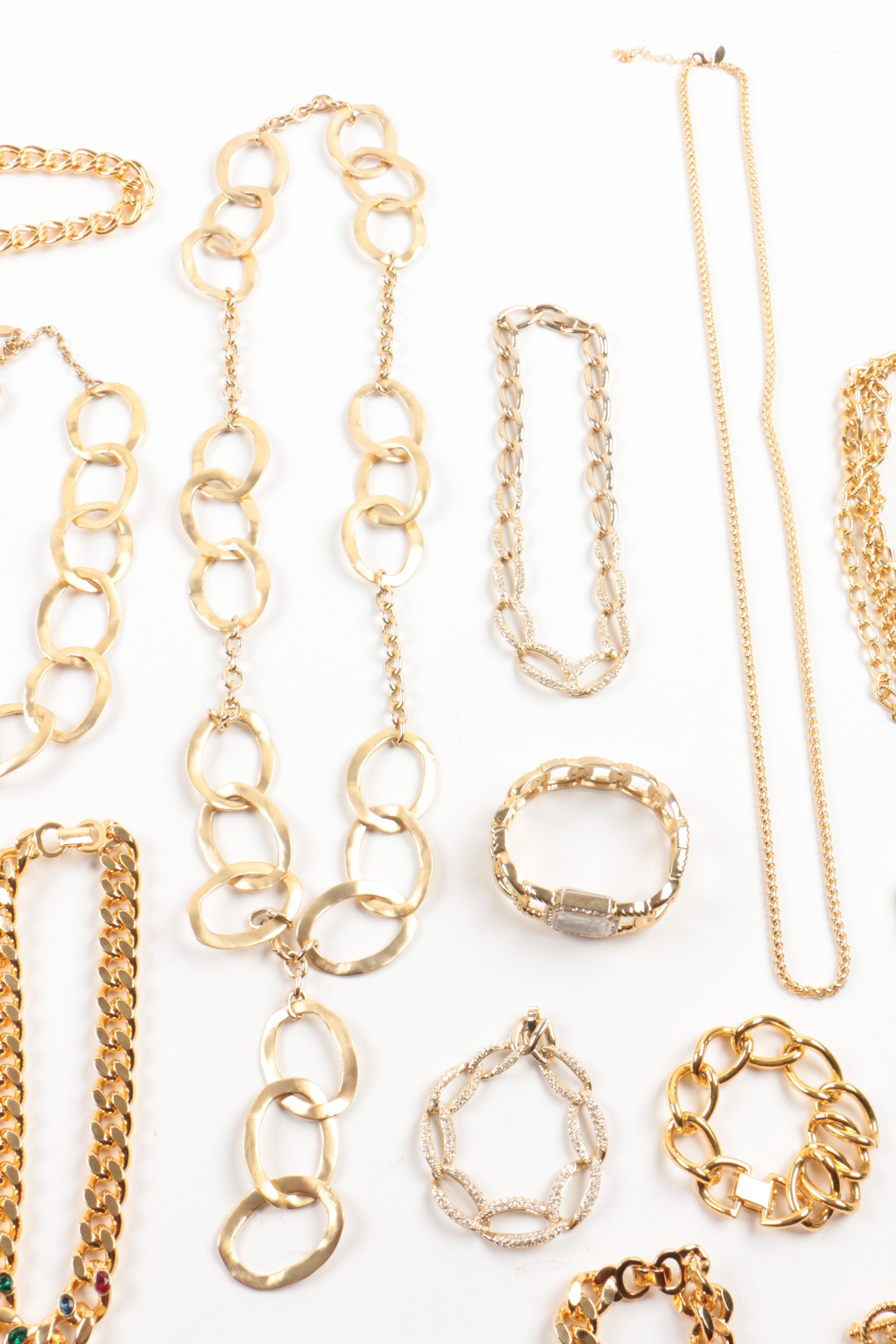 Susan Lucci Gold Tone Statement Costume Jewelry with Imitation Pearl