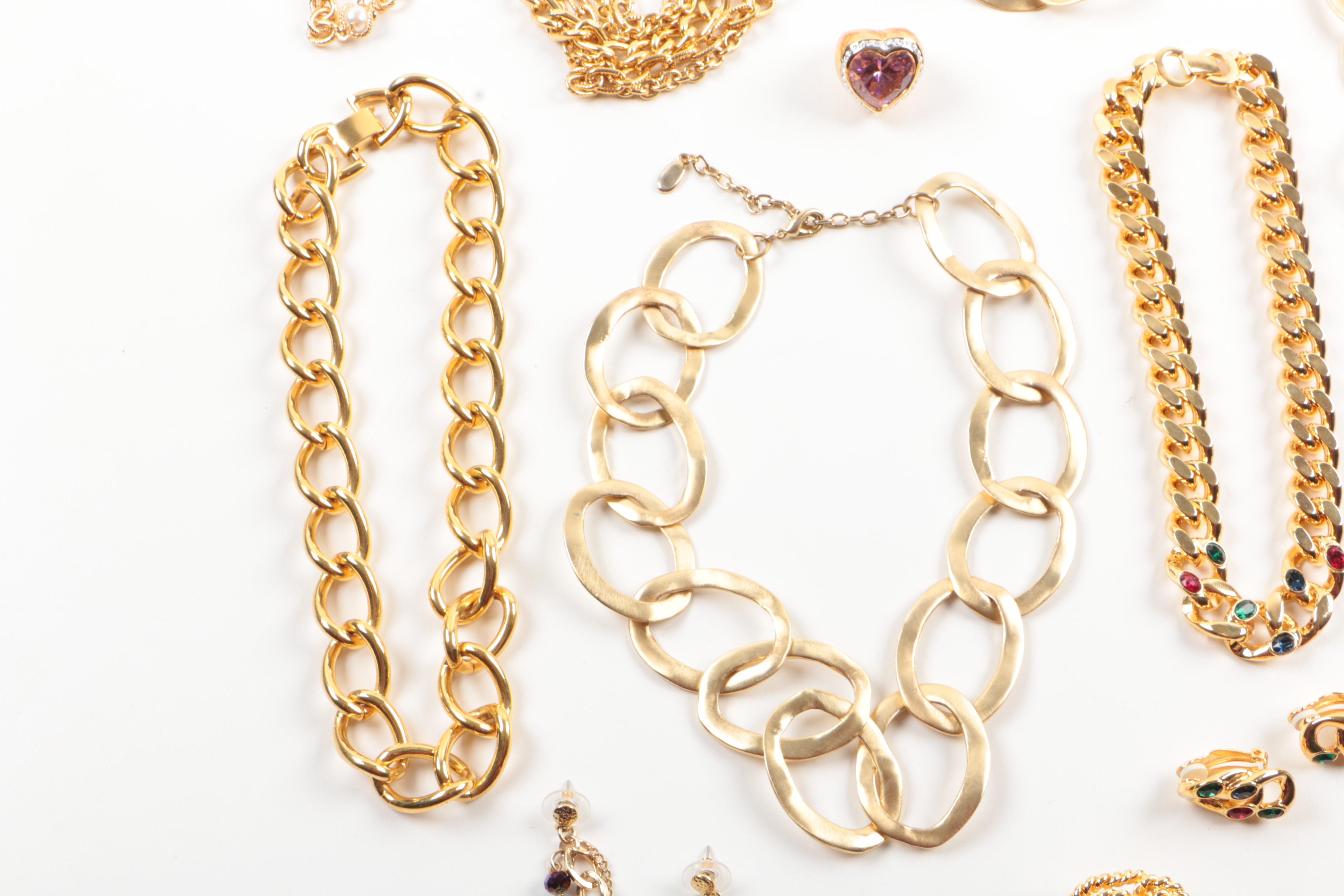 Susan Lucci Gold Tone Statement Costume Jewelry with Imitation Pearl