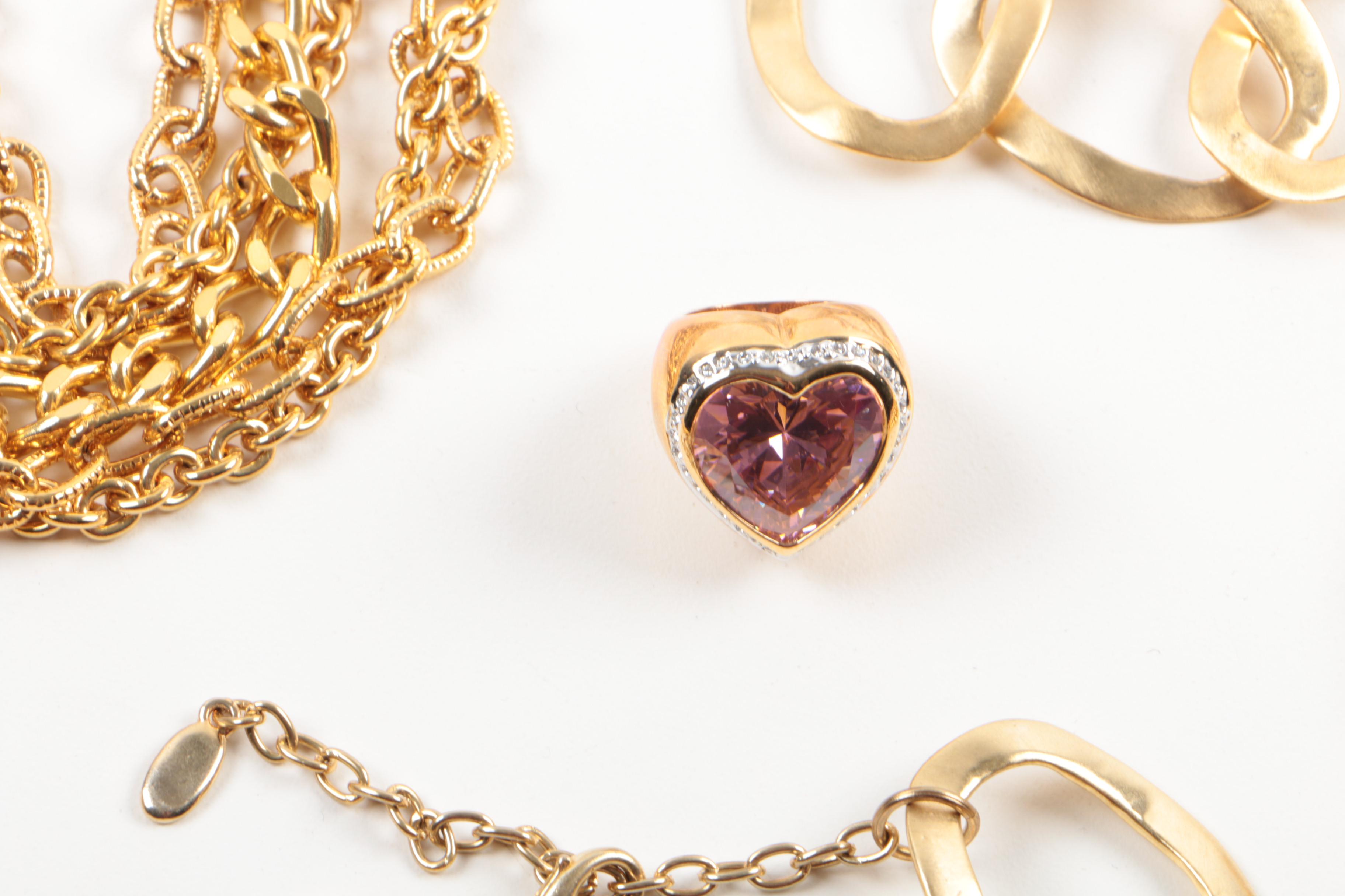 Susan Lucci Gold Tone Statement Costume Jewelry with Imitation Pearl