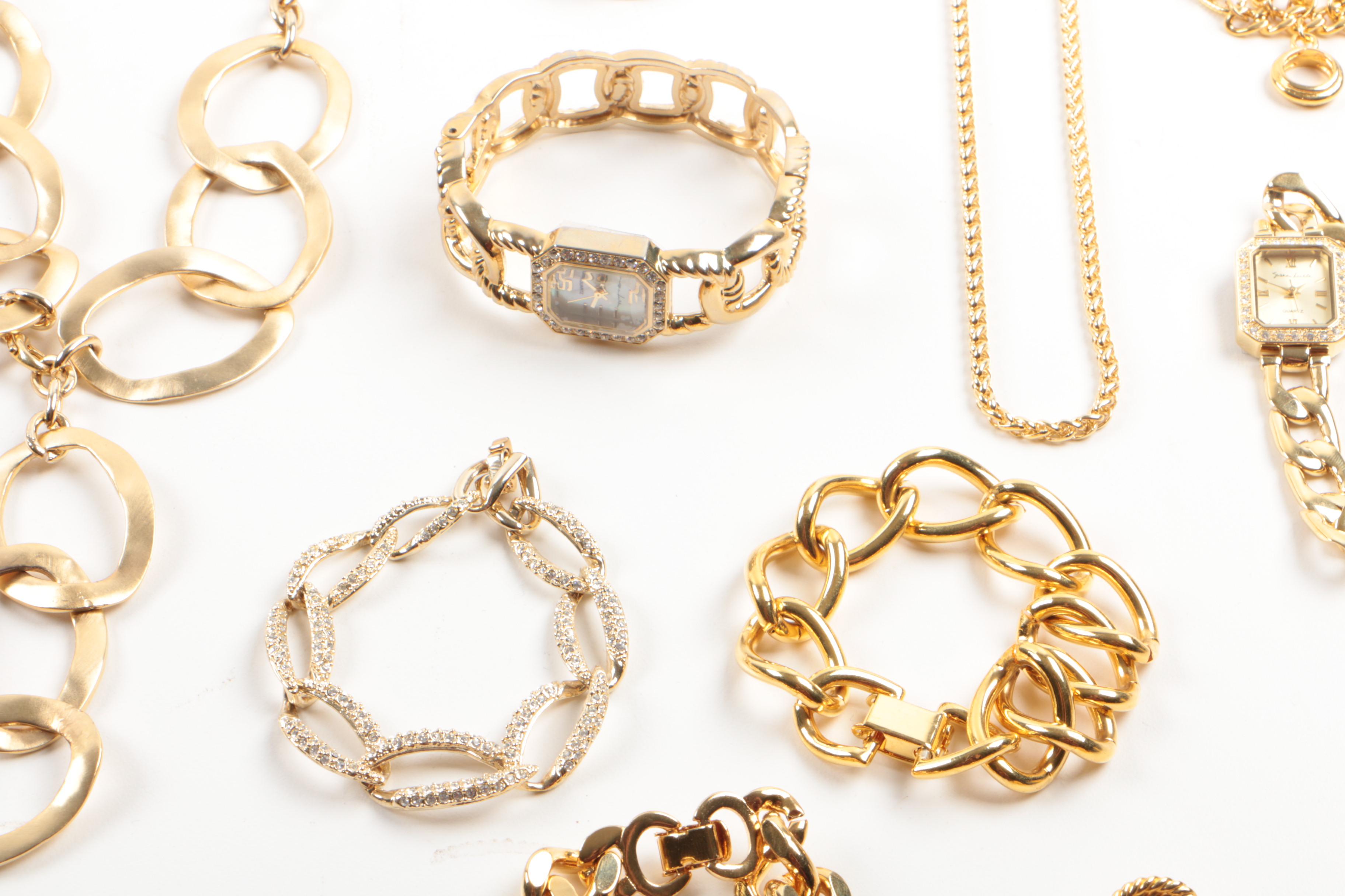 Susan Lucci Gold Tone Statement Costume Jewelry with Imitation Pearl