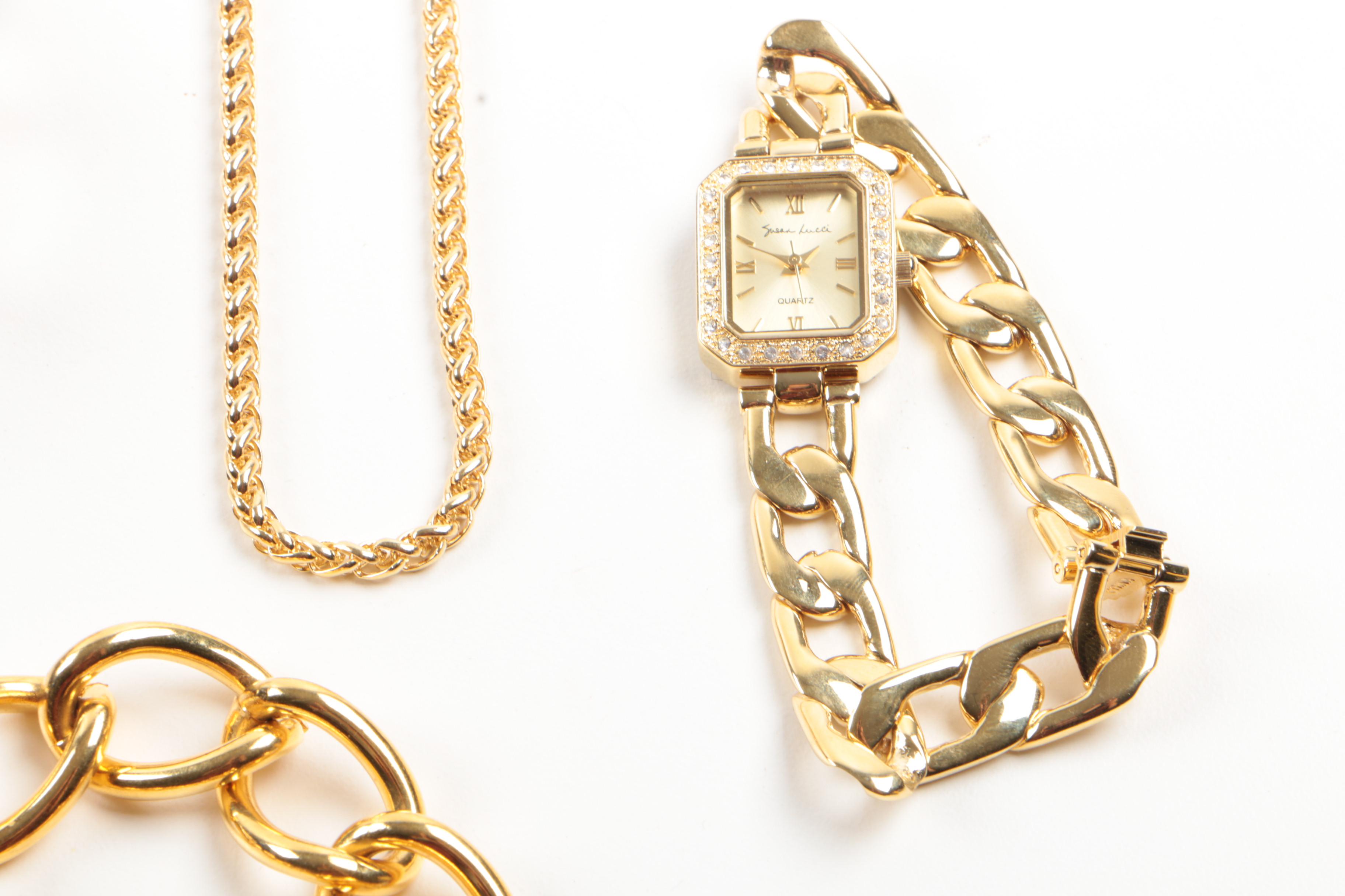 Susan Lucci Gold Tone Statement Costume Jewelry with Imitation Pearl