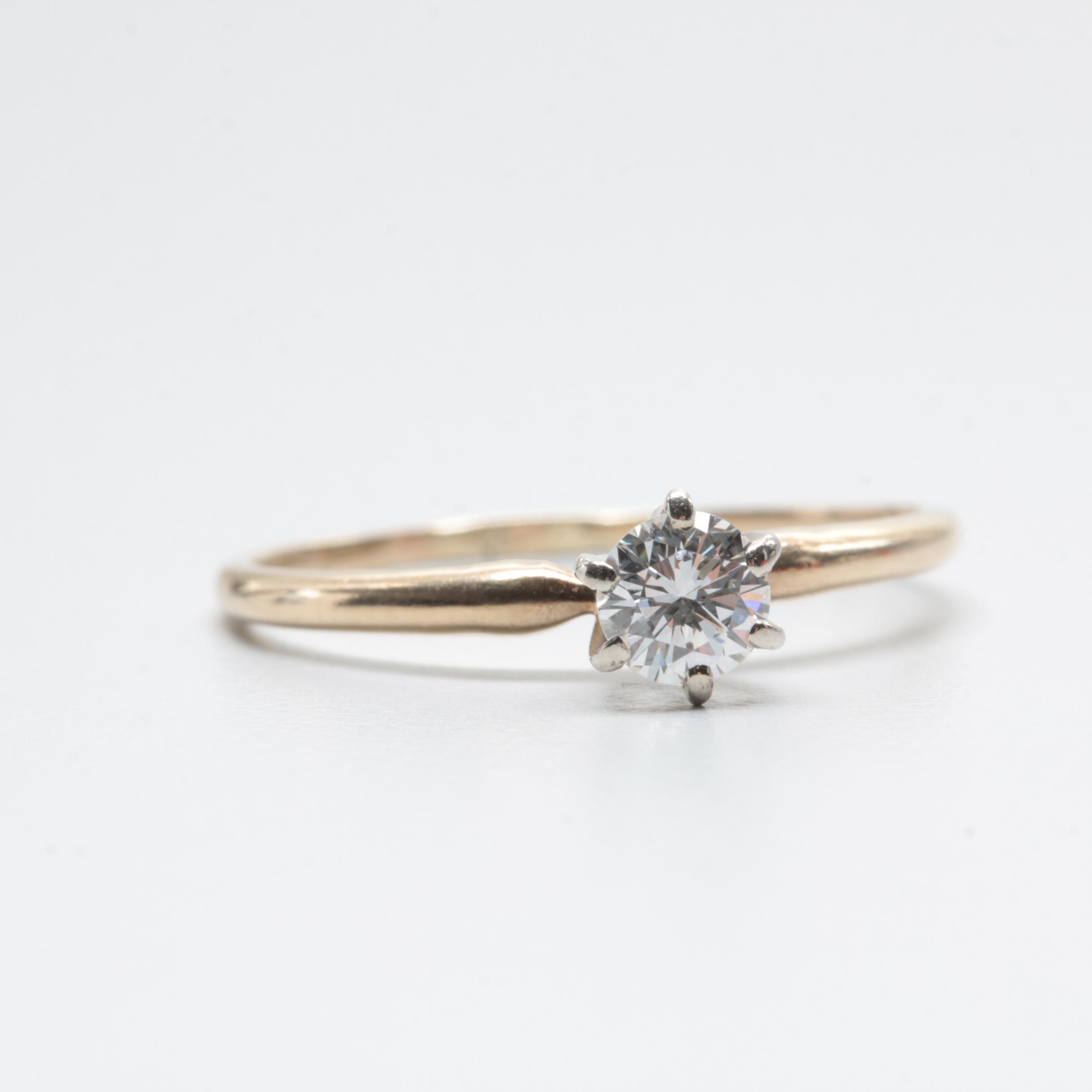 14K Yellow Gold Diamond Solitaire Ring