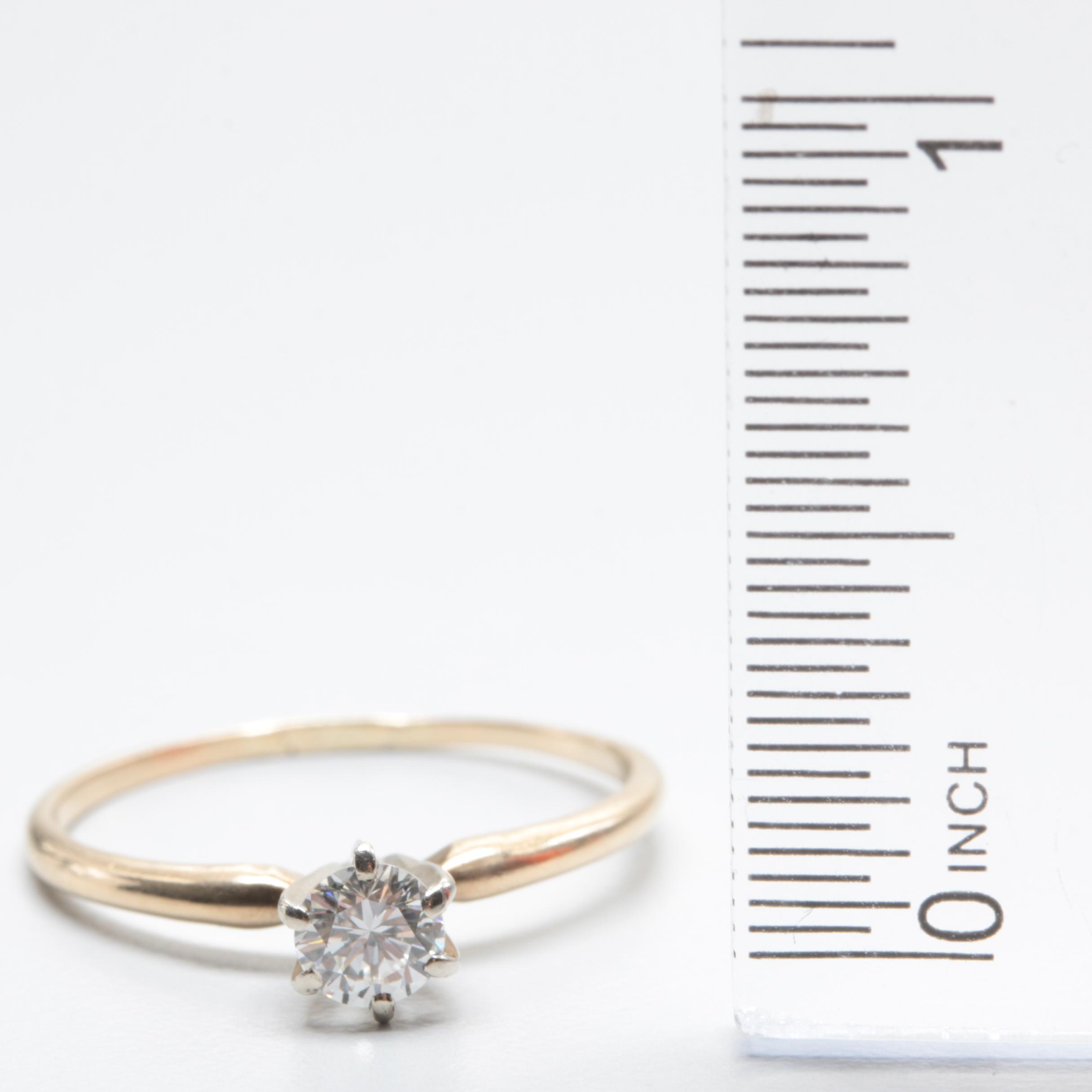 14K Yellow Gold Diamond Solitaire Ring