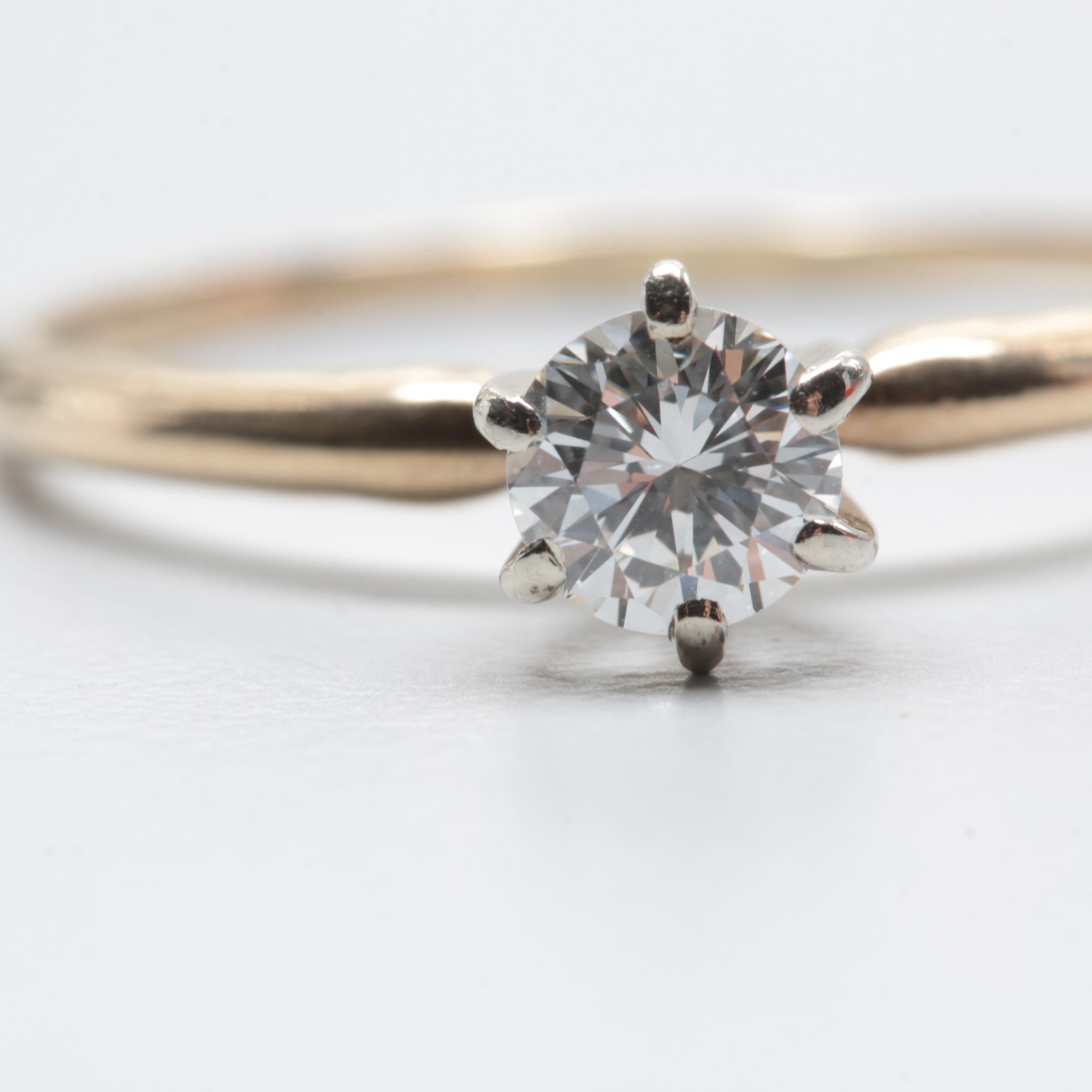 14K Yellow Gold Diamond Solitaire Ring