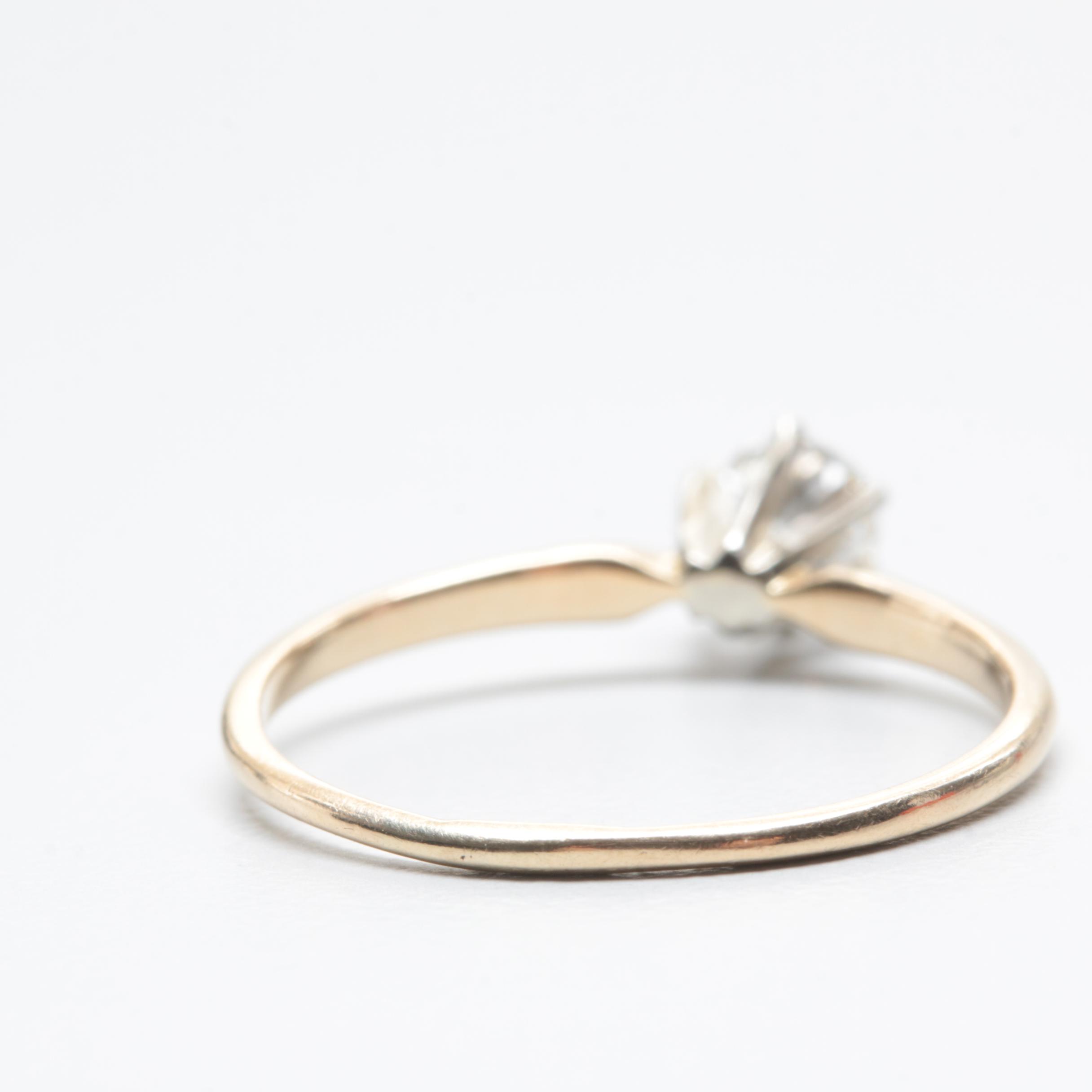 14K Yellow Gold Diamond Solitaire Ring