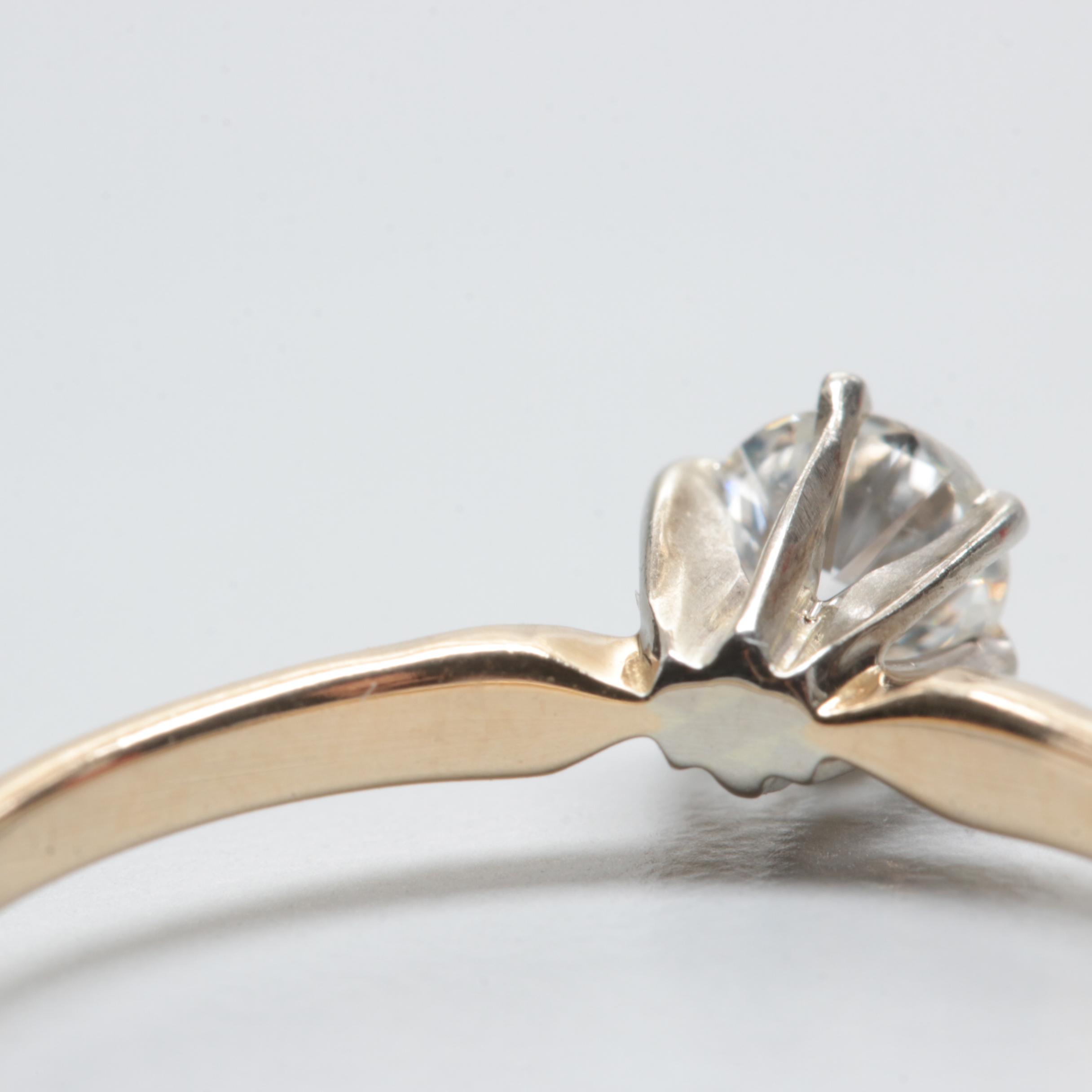 14K Yellow Gold Diamond Solitaire Ring