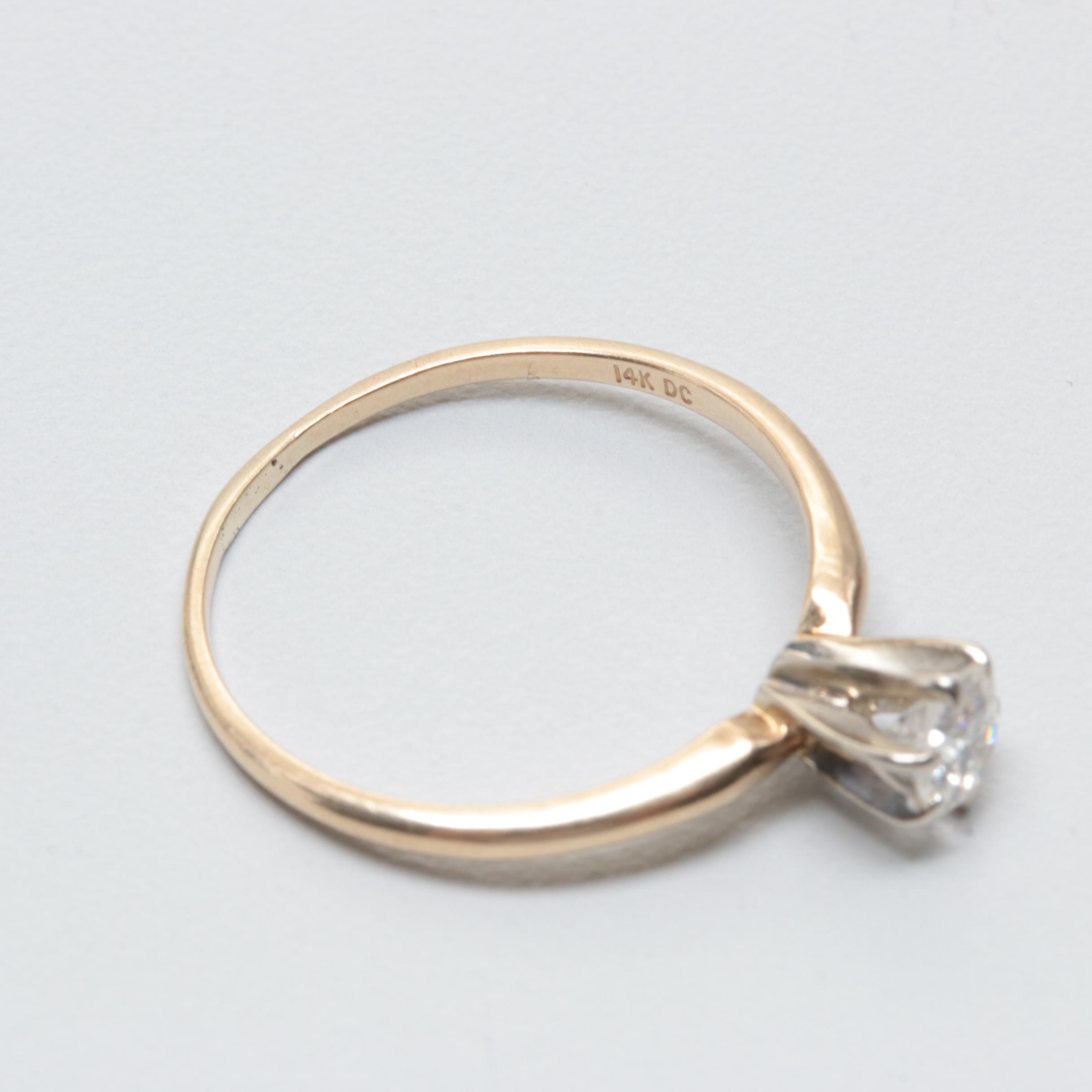 14K Yellow Gold Diamond Solitaire Ring