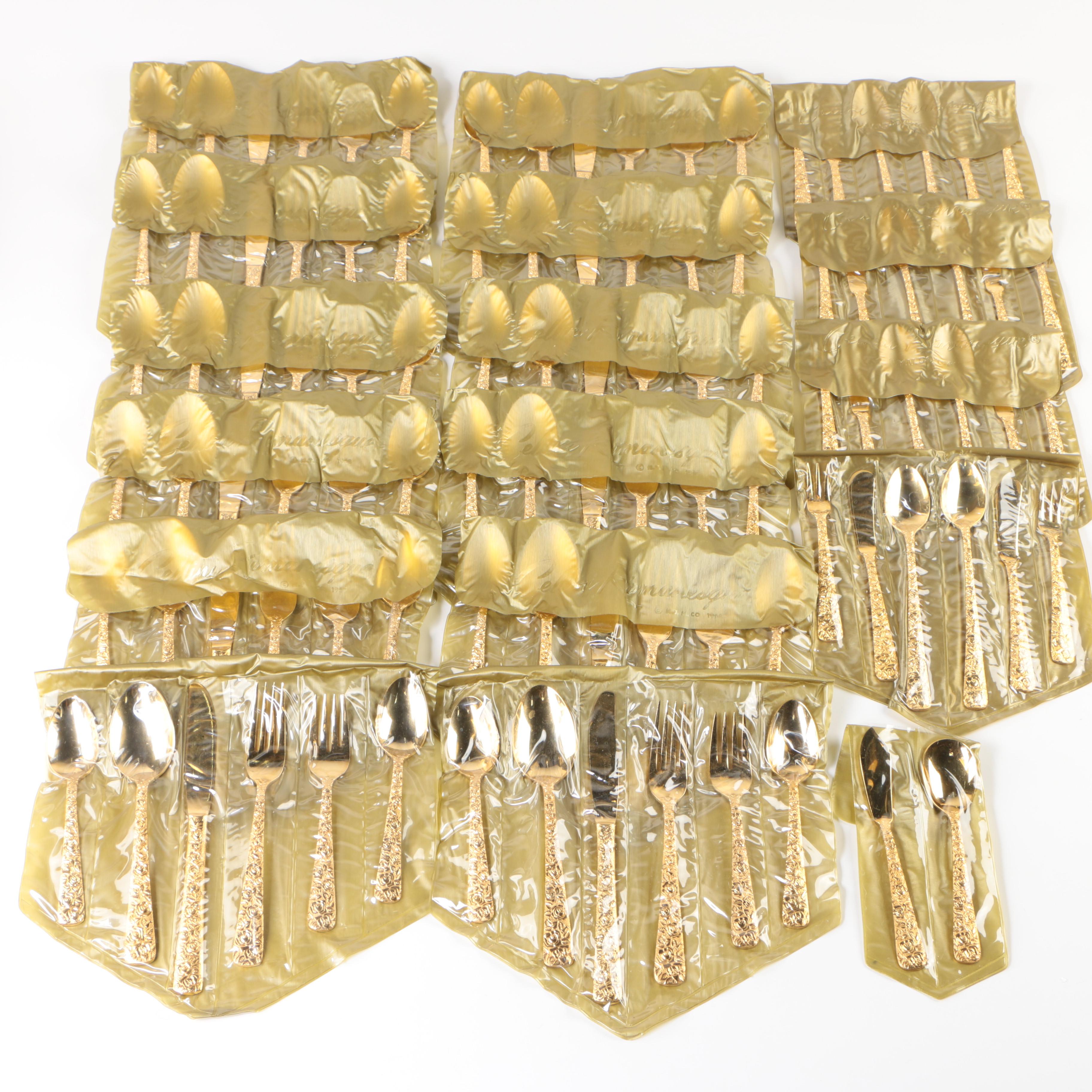 Japanese "Cellini Romanesque" Gold Electroplate Flatware and Serveware